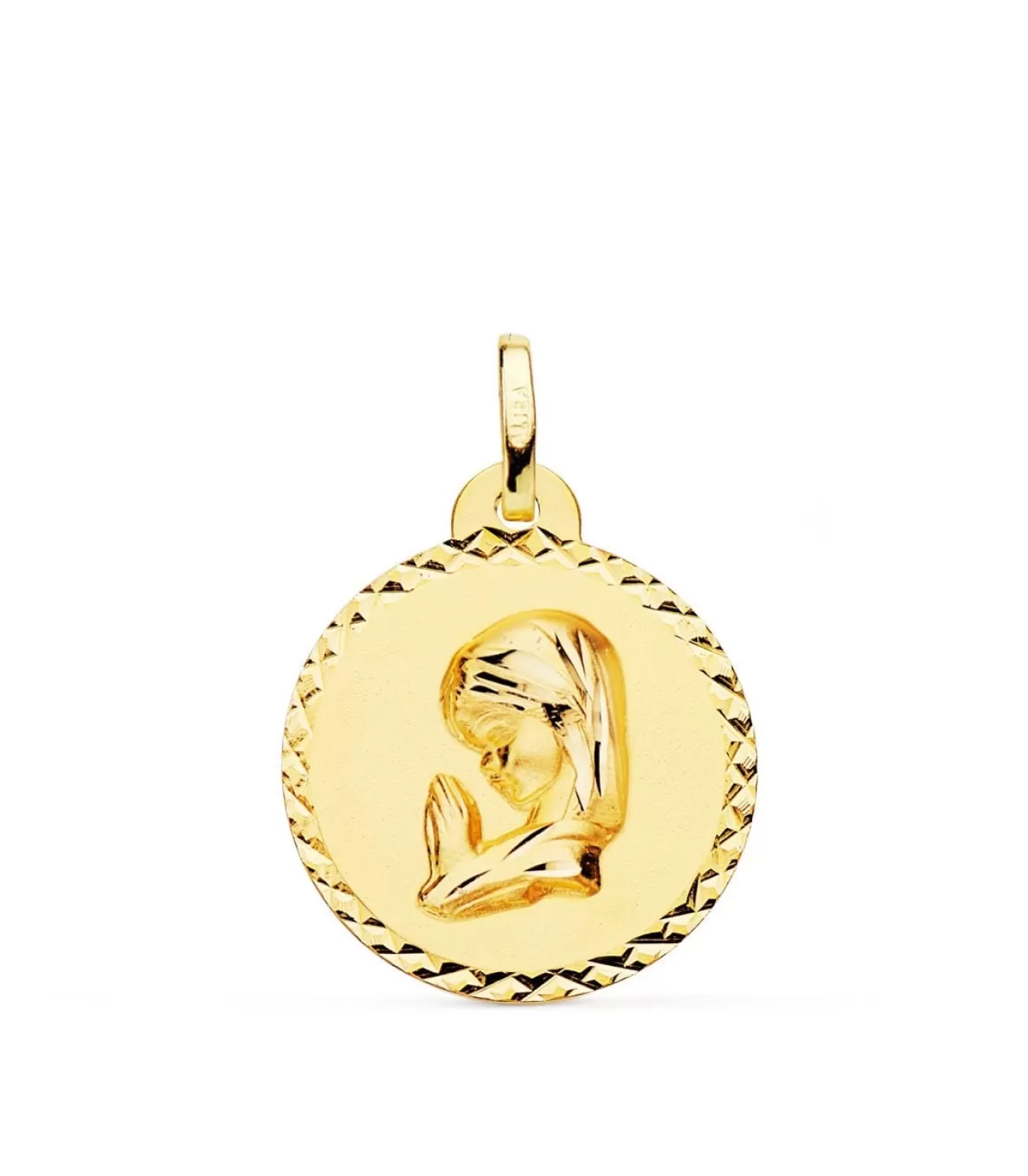 Medalla Virgen Niña Rezando 18K Talla 20Mm<Alda Joyeros New