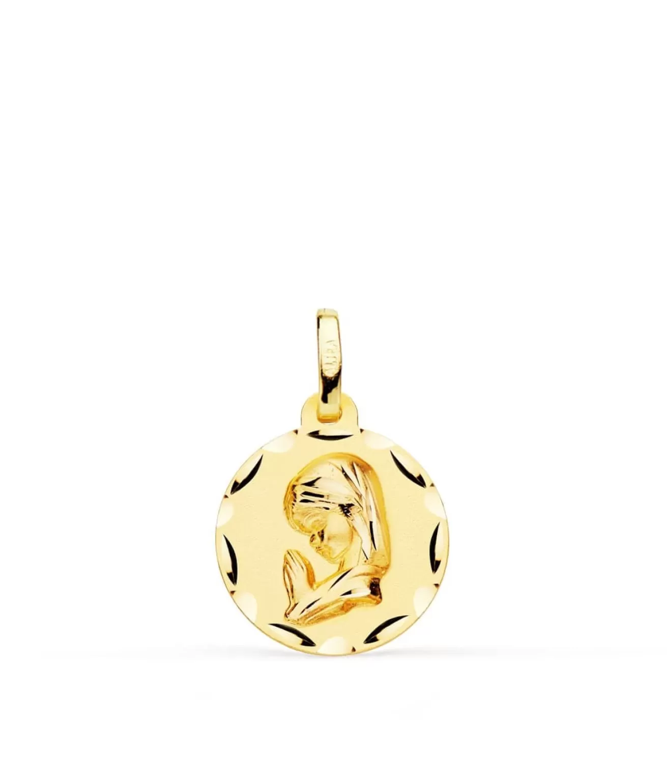 Medalla Virgen Niña Rezando 18K Tallada 14Mm<Alda Joyeros Best