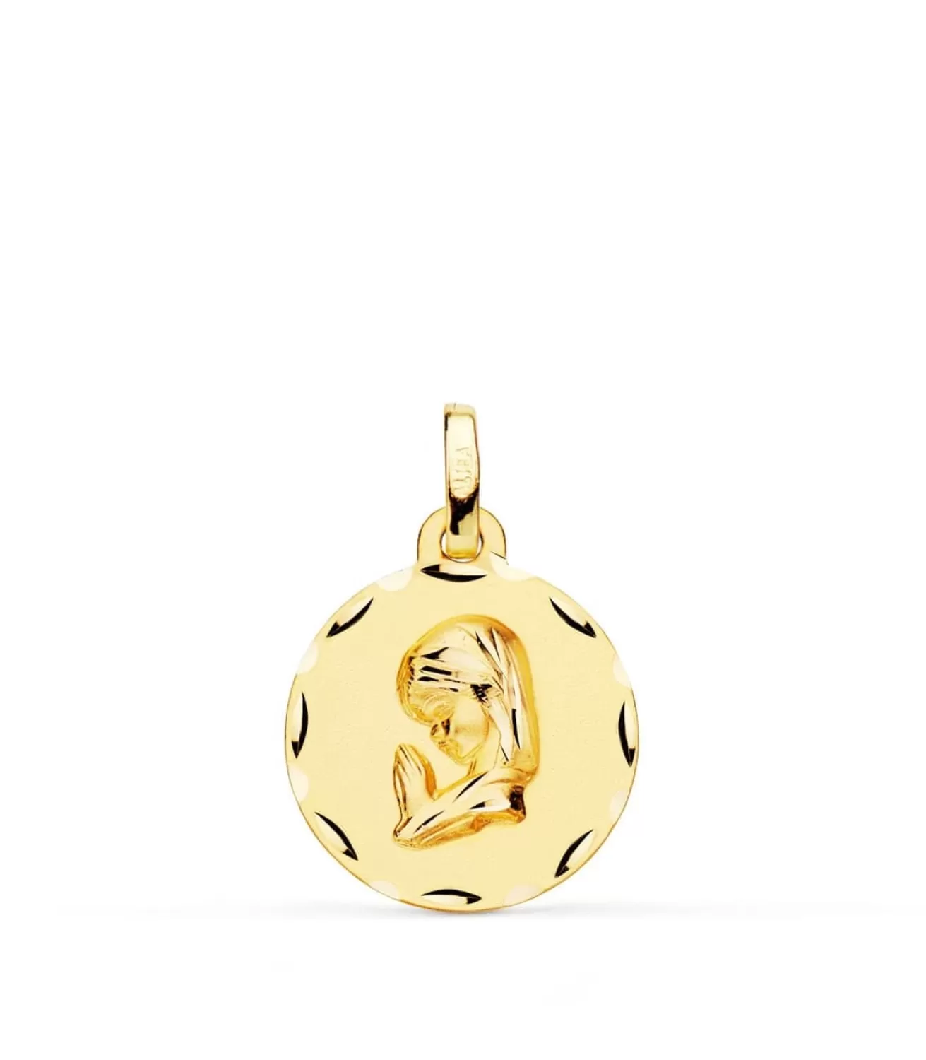 Medalla Virgen Niña Rezando 18K Tallada 16Mm<Alda Joyeros Discount