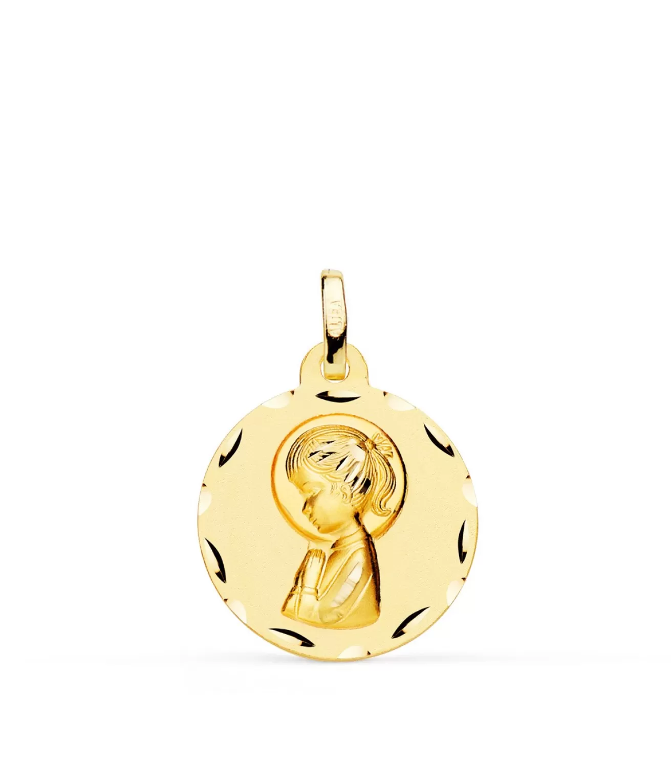 Medalla Virgen Niña Tallada 18 Ktes 18 Mm<Alda Joyeros Fashion