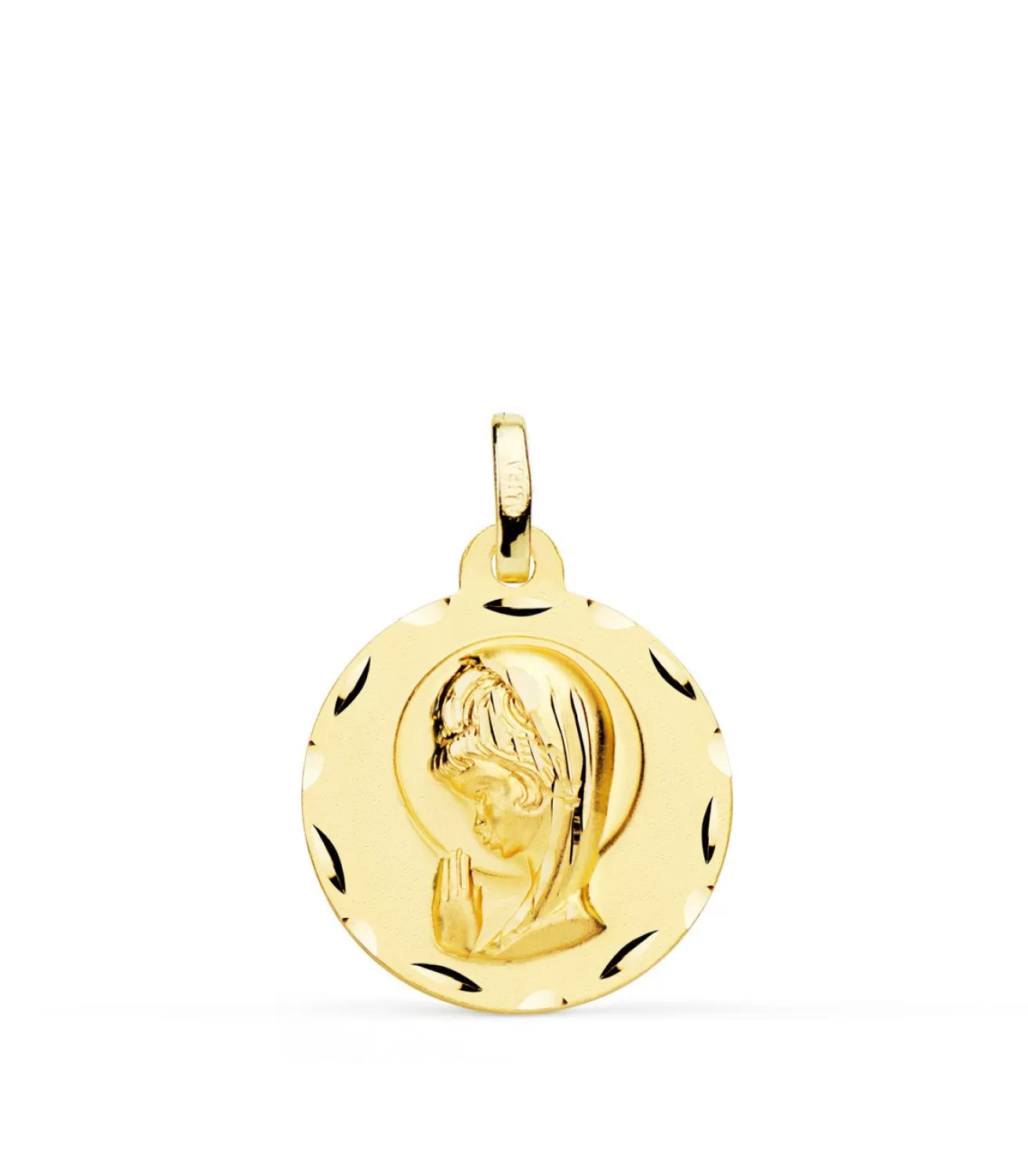 Medalla Virgen Niña Tallada 18Ktes 18Mm<Alda Joyeros Online