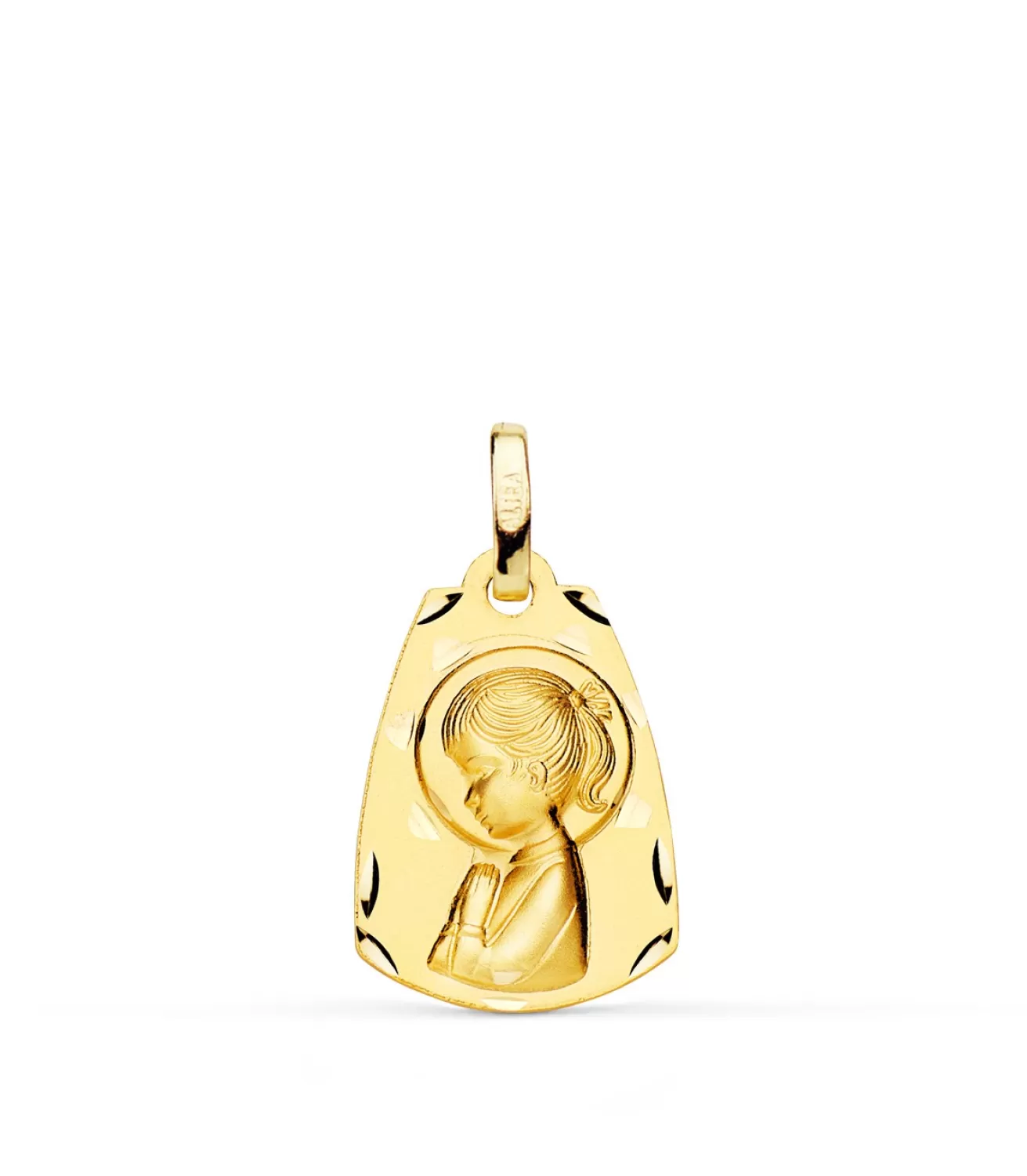Medalla Virgen Niña Tallada Oro 18K 19 Mm Tonel<Alda Joyeros Fashion