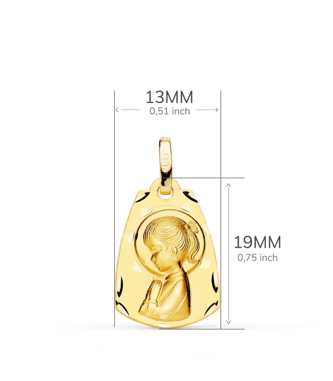 Medalla Virgen Niña Tallada Oro 18K 19 Mm Tonel<Alda Joyeros Fashion