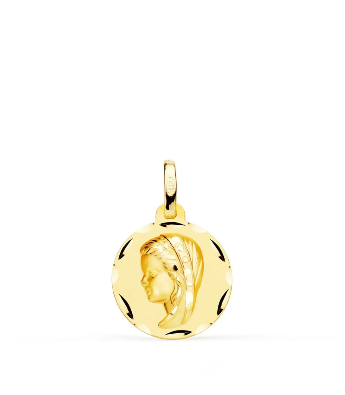 Medalla Virgen Niña Tallada Oro Amarillo 18 K 14 Mm<Alda Joyeros Best Sale