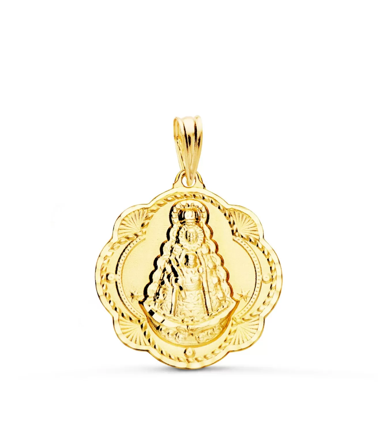 Medalla Virgen Rocio Oro 18K 22Mm Pandereta<Alda Joyeros Clearance
