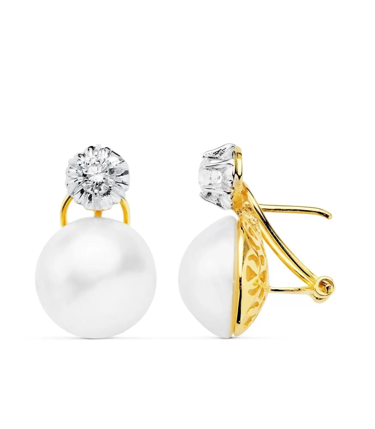 Pendientes Ah Young Perla Japonesa Mabe Oro Amarillo 18 K 14 Mm<Alda Joyeros Cheap