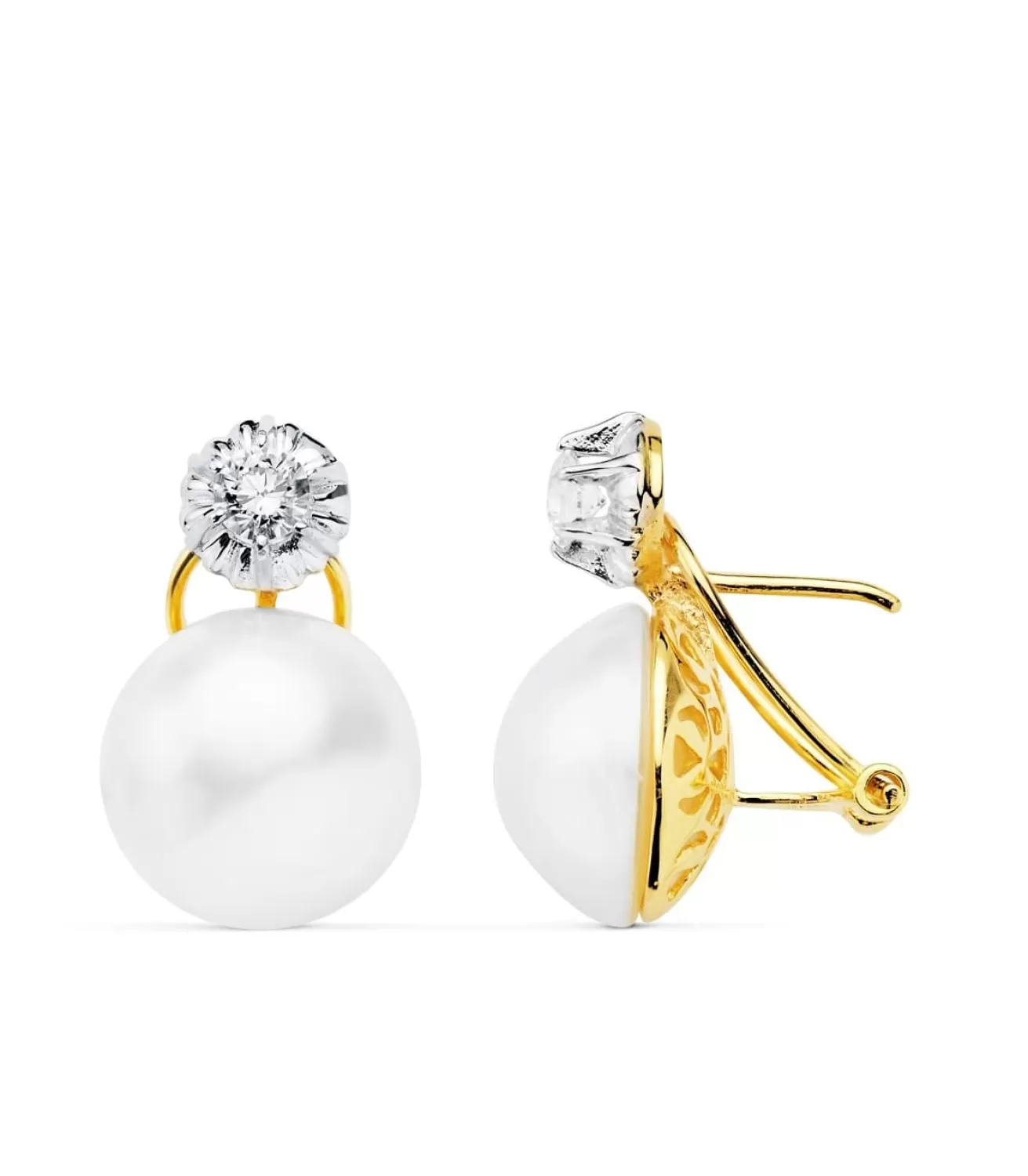 Pendientes Akira Perla Japonesa Mabe Oro Bicolor 18 K 13 Mm<Alda Joyeros Hot