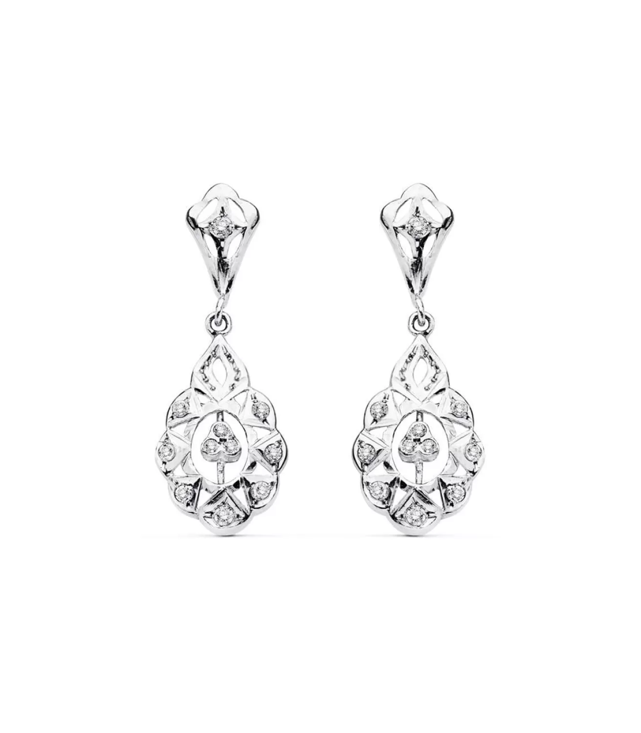 Pendientes Alhambra Oro Blanco 18K Lapidados<Alda Joyeros Best Sale