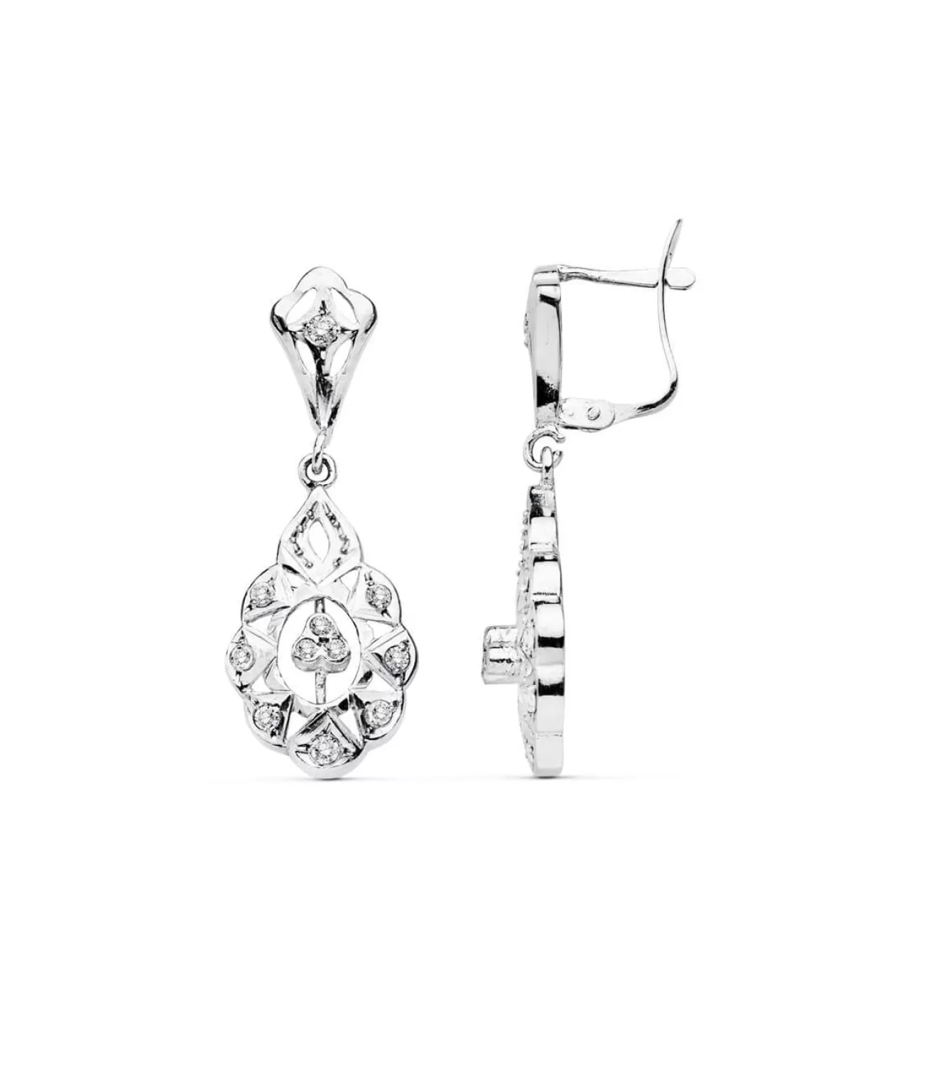 Pendientes Alhambra Oro Blanco 18K Lapidados<Alda Joyeros Best Sale