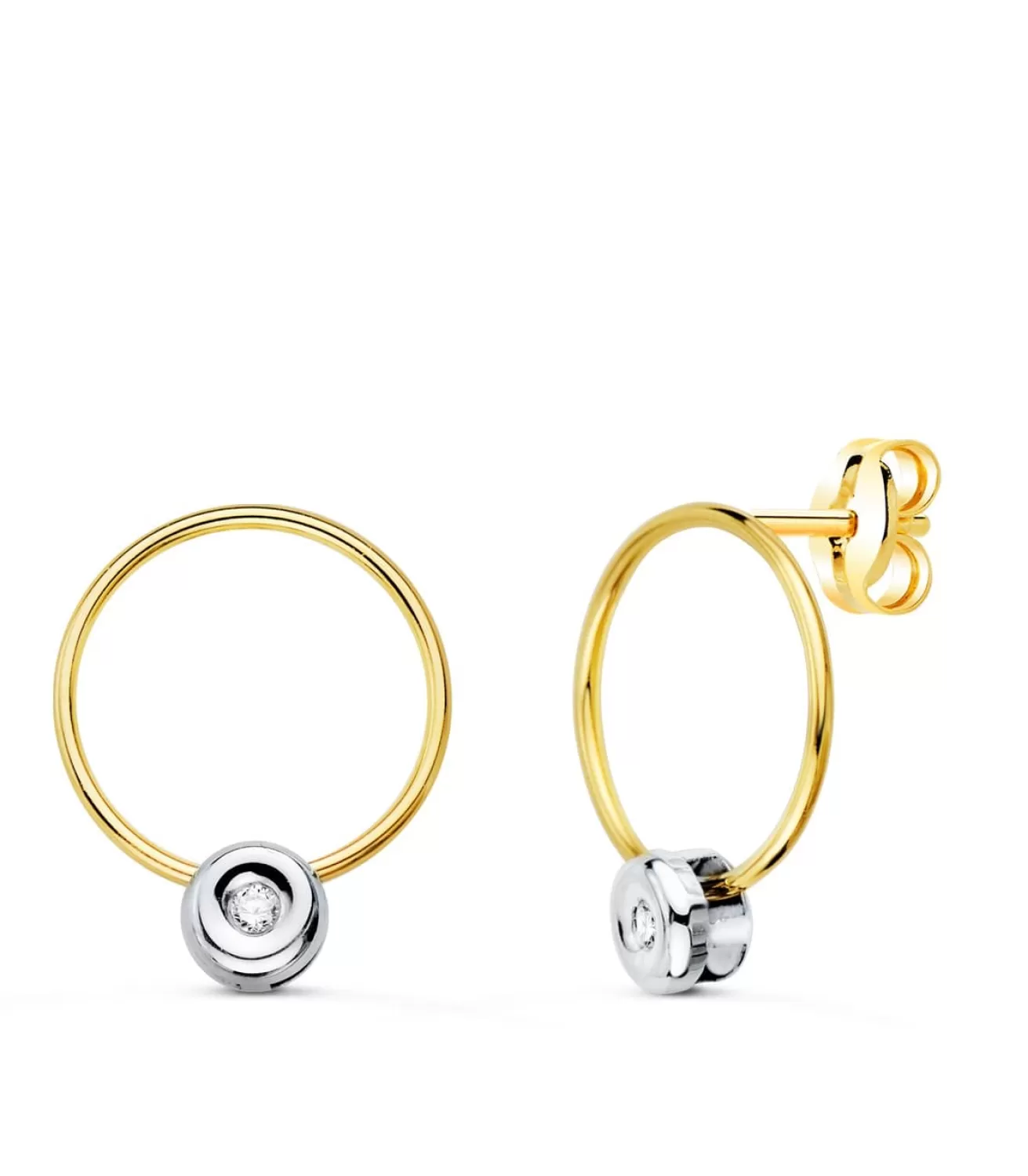 Pendientes Aros Diamantes 0.030 Qtes. 18K Bicolor<Alda Joyeros Best Sale