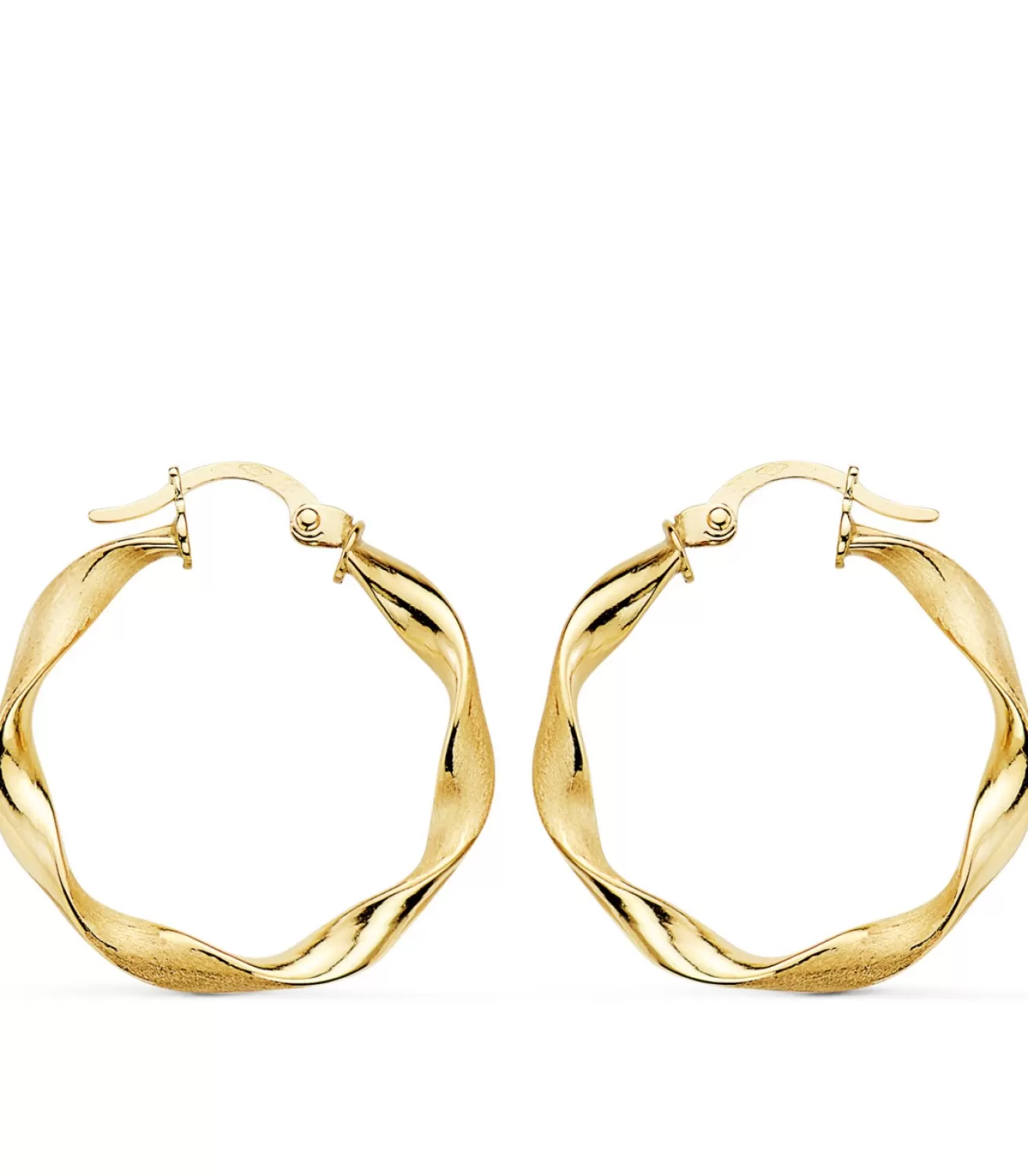 Pendientes Aros Twisted Oro Amarillo 18 Kilates 25 Mm<Alda Joyeros Online
