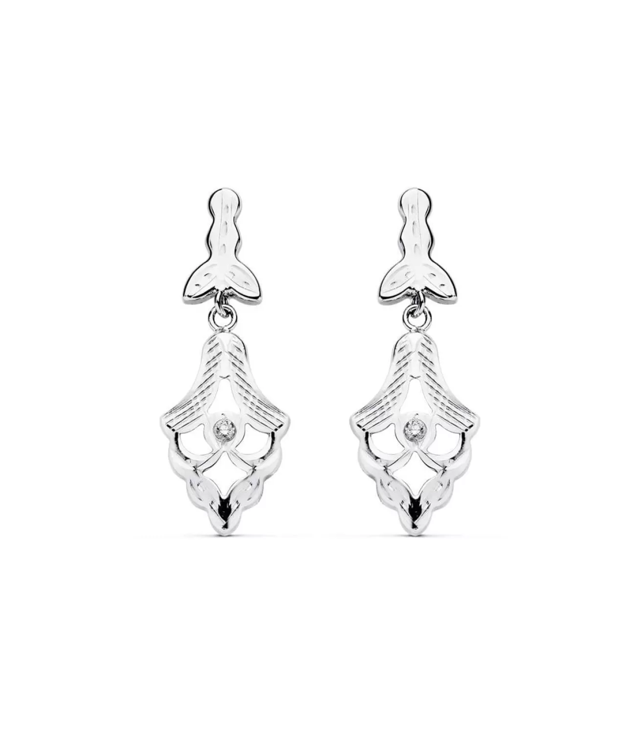 Pendientes Arrayan Oro Blanco 18K Lapidados<Alda Joyeros Shop