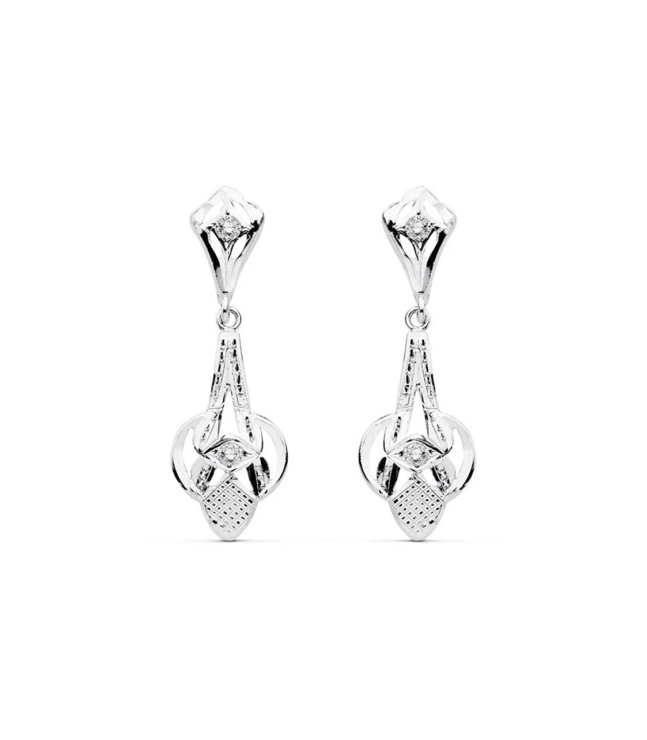 Pendientes Azahar Oro Blanco 18K Lapidados<Alda Joyeros Online