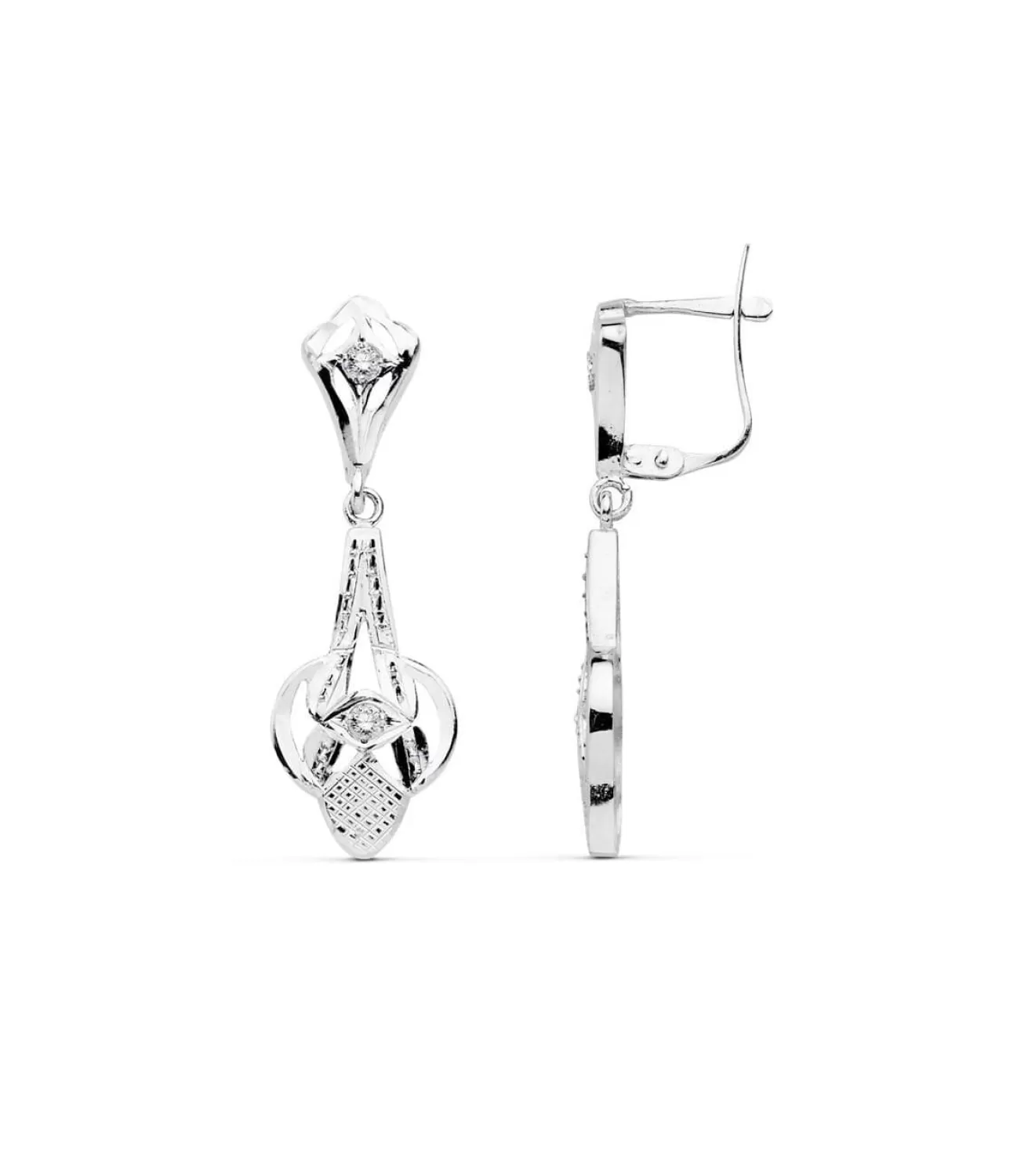 Pendientes Azahar Oro Blanco 18K Lapidados<Alda Joyeros Online