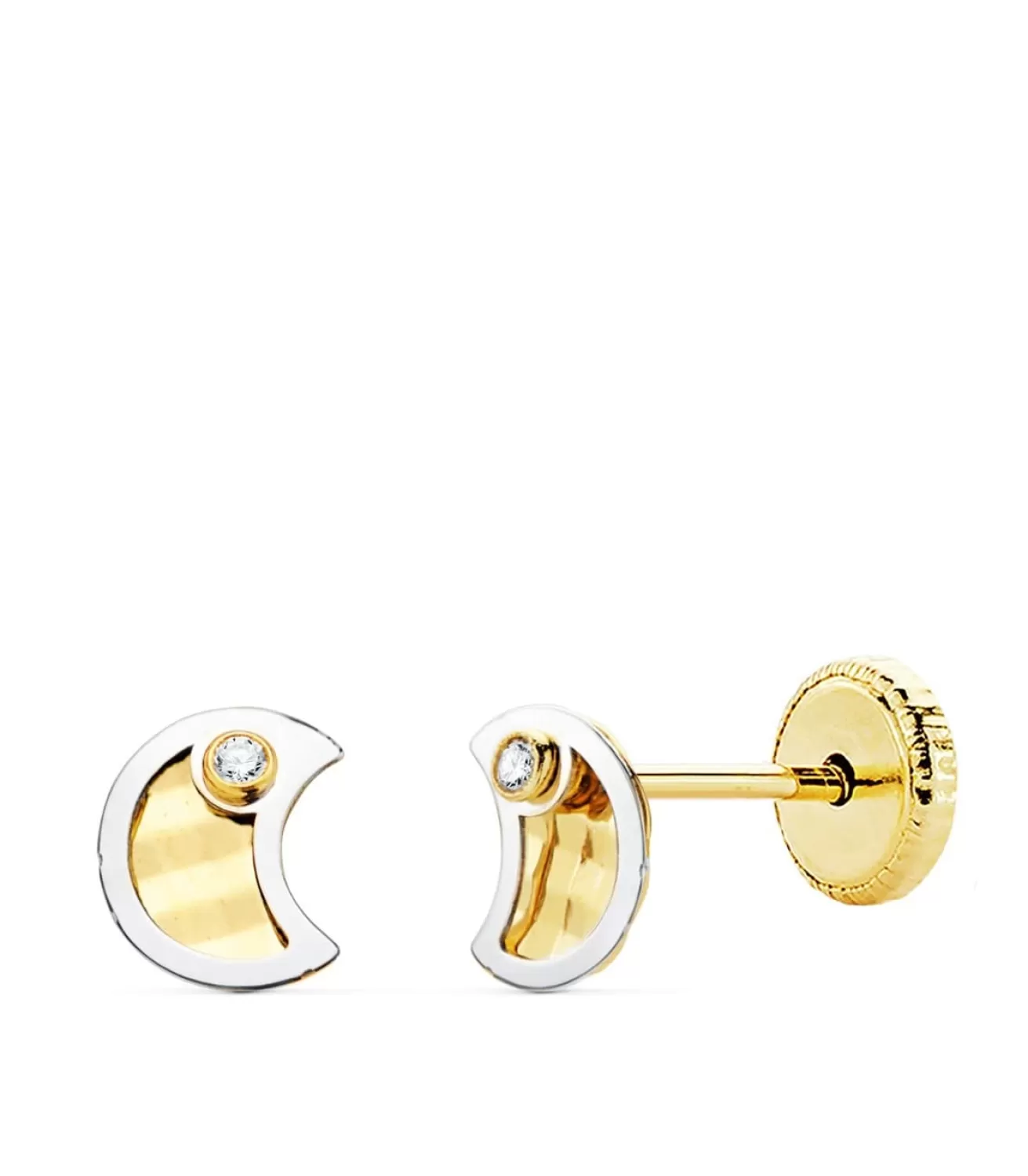 Pendientes Bebé Nalia Oro Bicolor 18K Luna 5Mm<Alda Joyeros New