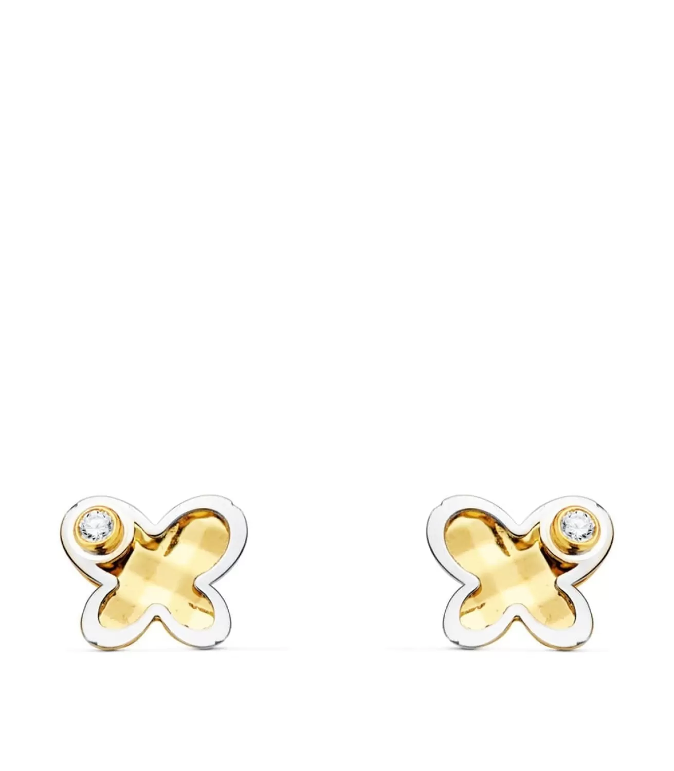 Pendientes Bebé Ragna Oro Bicolor 18K Mariposa 5Mm<Alda Joyeros Store