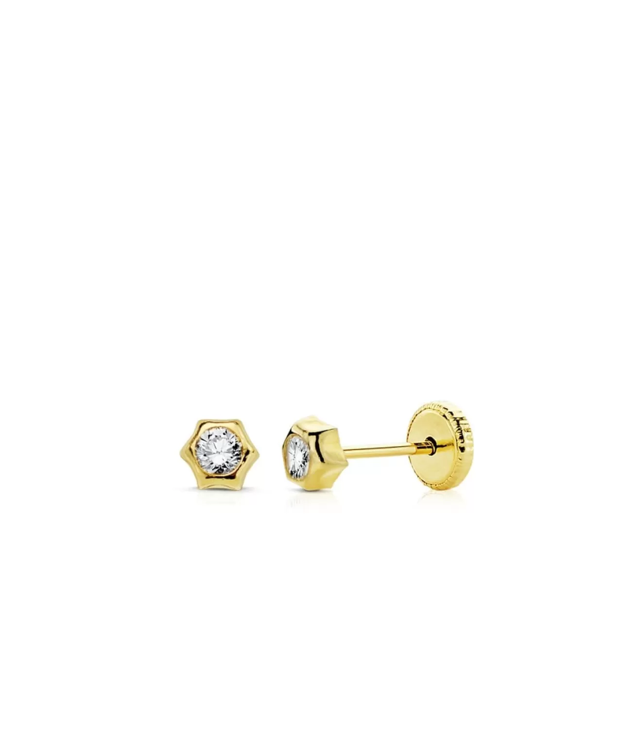 Pendientes Bebé Sol Circonita Oro Amarillo 18 K 4 Mm<Alda Joyeros Cheap