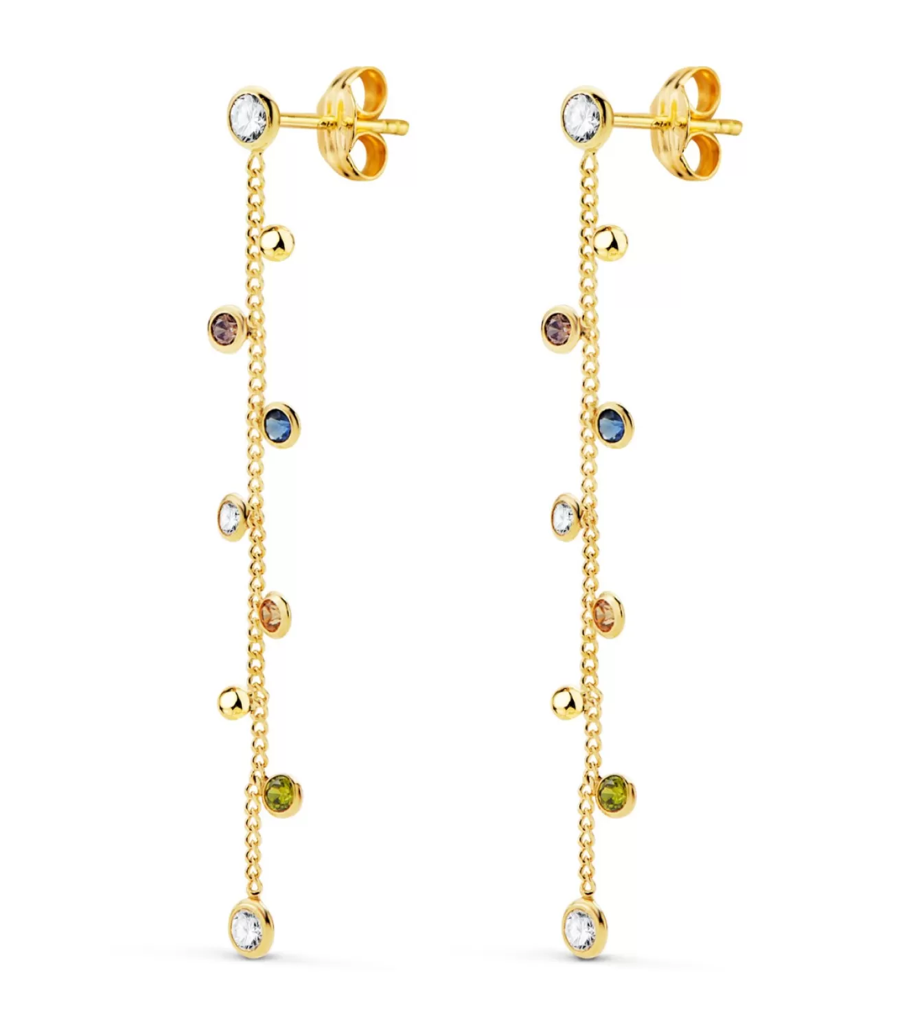 Pendientes Cadena Oro 18K Y Circonitas De Colores<Alda Joyeros New
