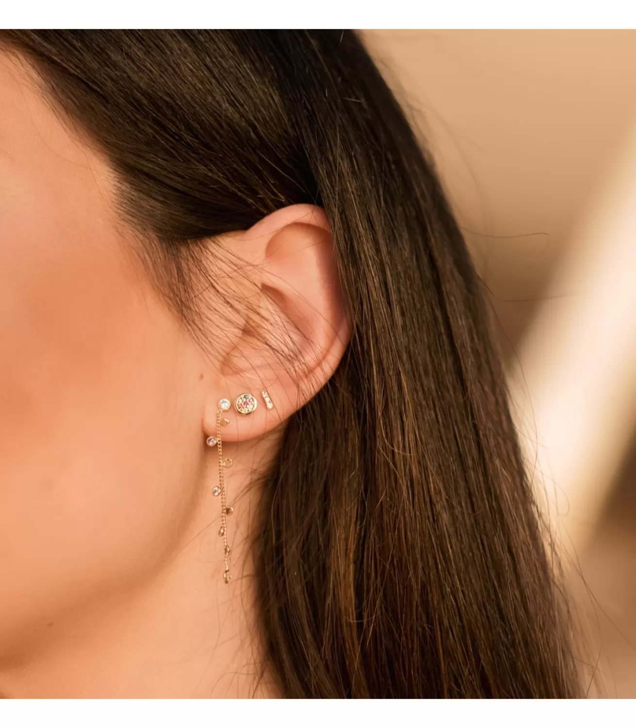 Pendientes Cadena Oro 18K Y Circonitas De Colores<Alda Joyeros New