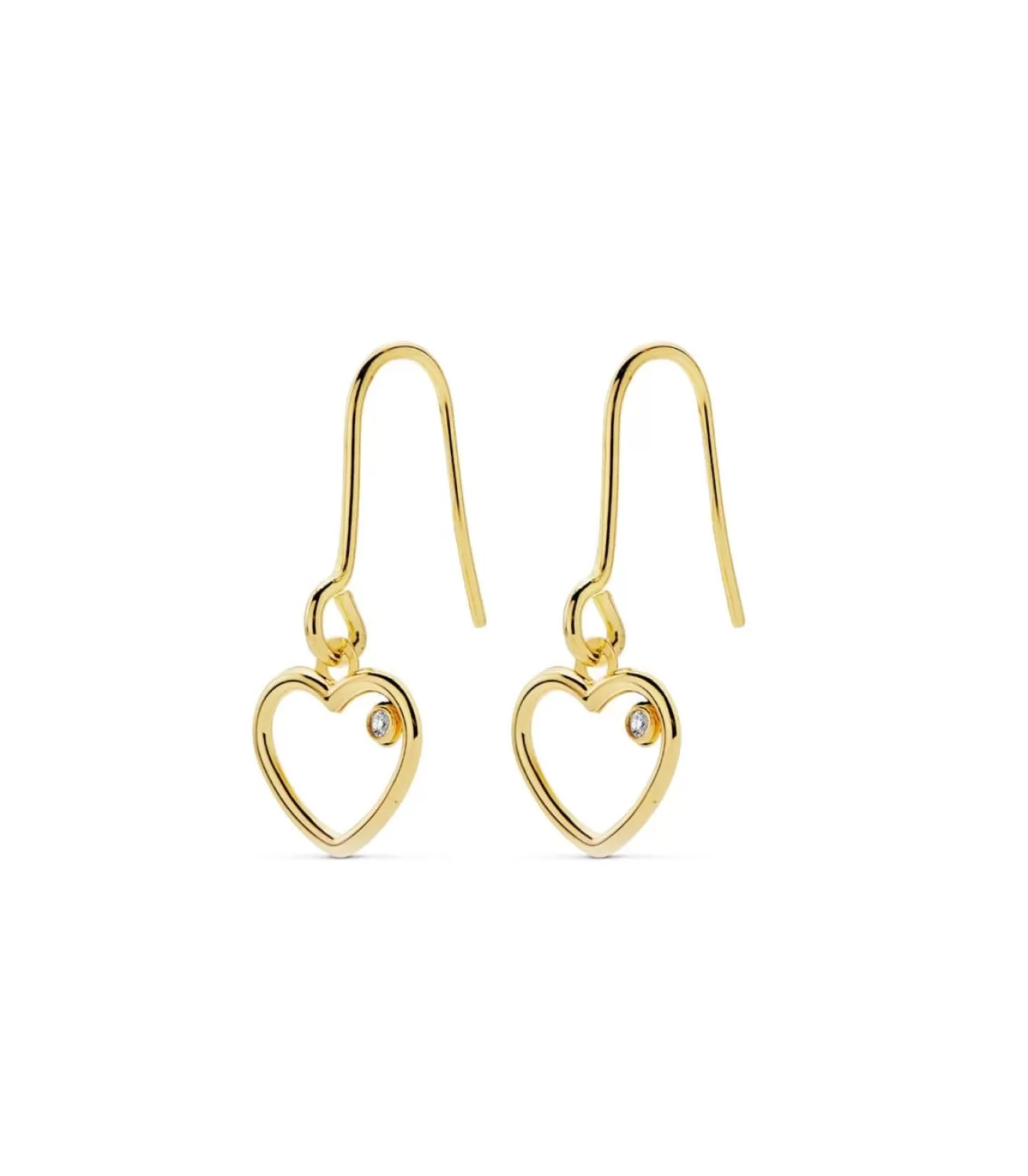 Pendientes Colgantes Slim Heart Oro 18K<Alda Joyeros Outlet