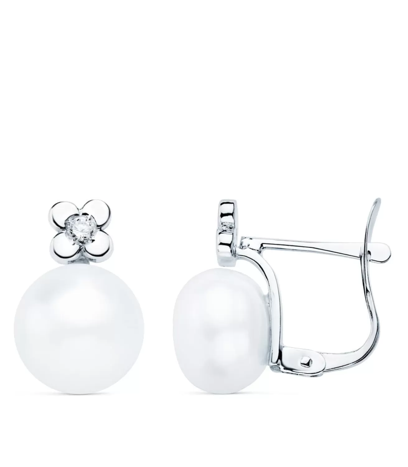 Pendientes Comunion Oro Blanco 18K Tu Y Yo Diamante<Alda Joyeros Discount