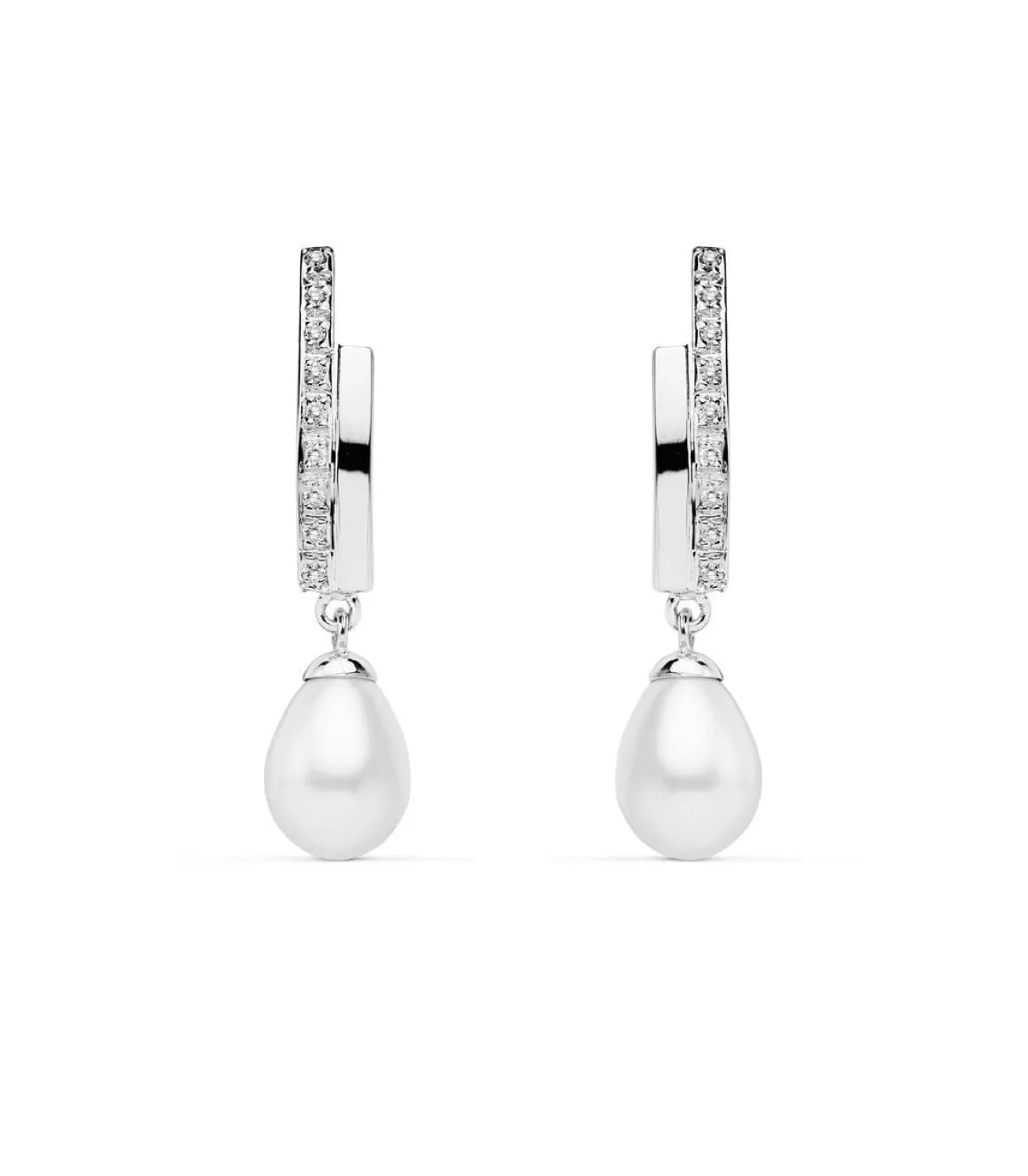 Pendientes Condesa De Yorkshire Oro Blanco 9K Perla<Alda Joyeros Online