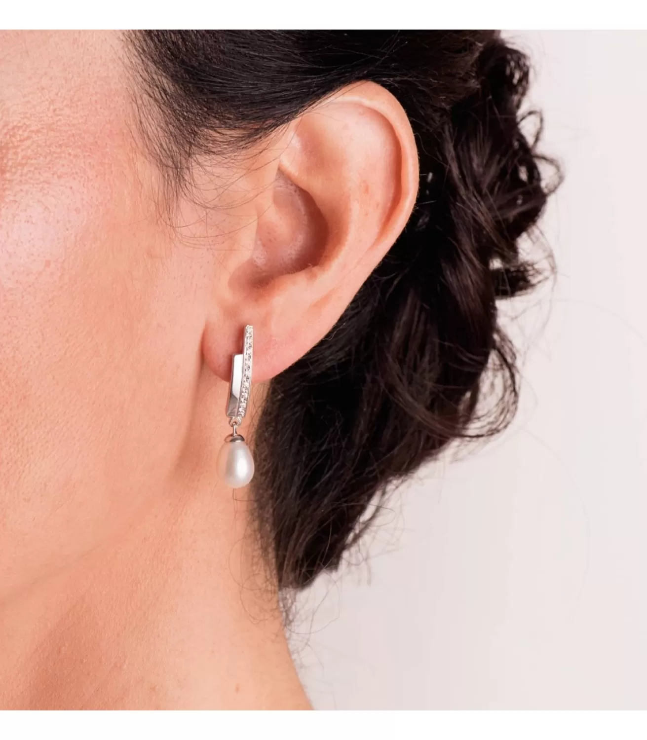 Pendientes Condesa De Yorkshire Oro Blanco 9K Perla<Alda Joyeros Online
