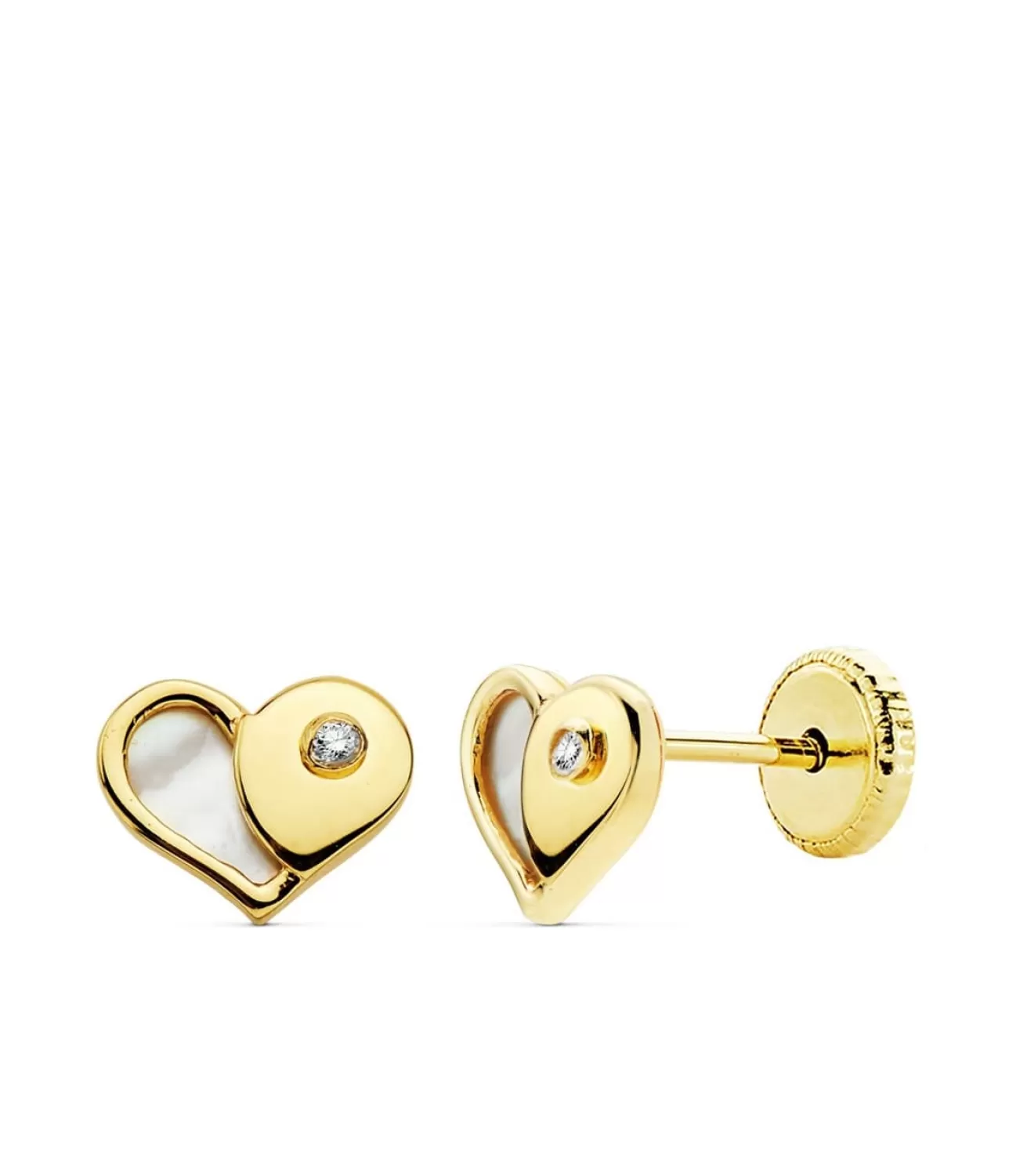Pendientes Corazon Nacar 7 Mm Oro Amarillo 18 K<Alda Joyeros New