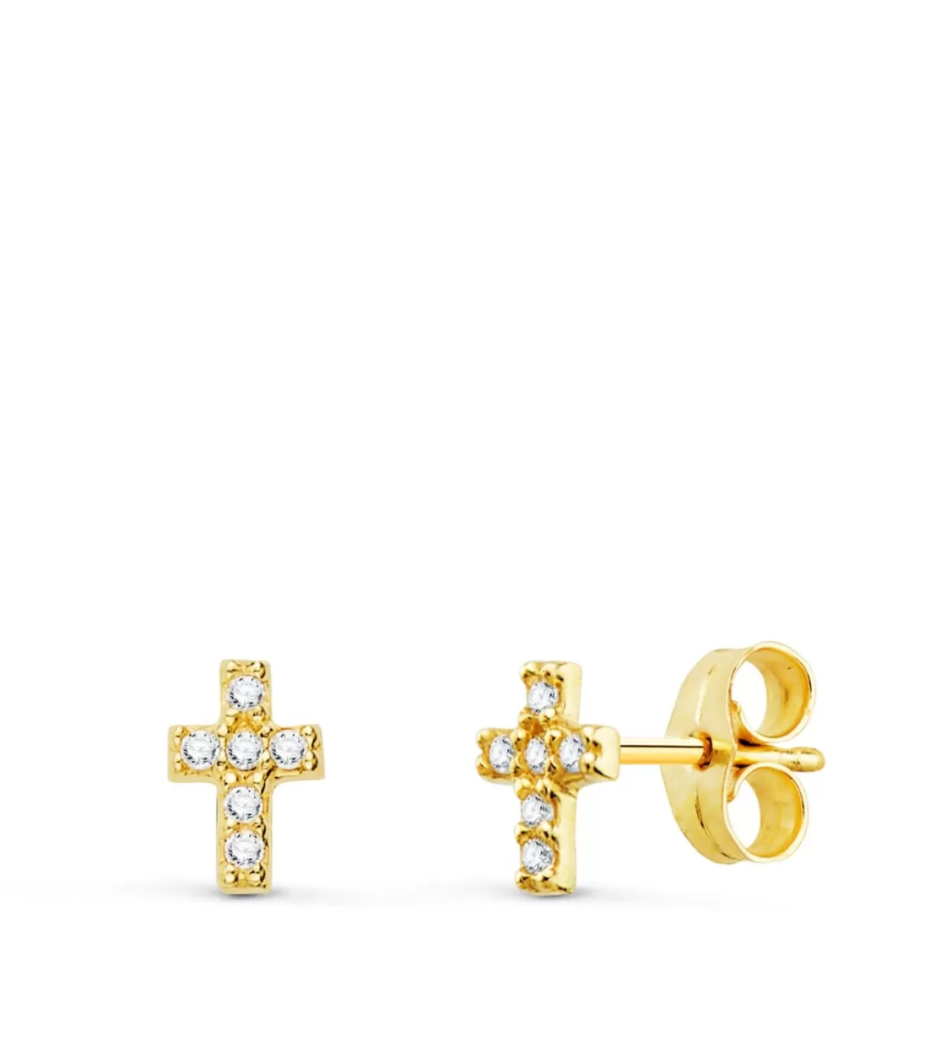 Pendientes Cross Diamantes 0.060 Qtes. Oa 18K<Alda Joyeros Online