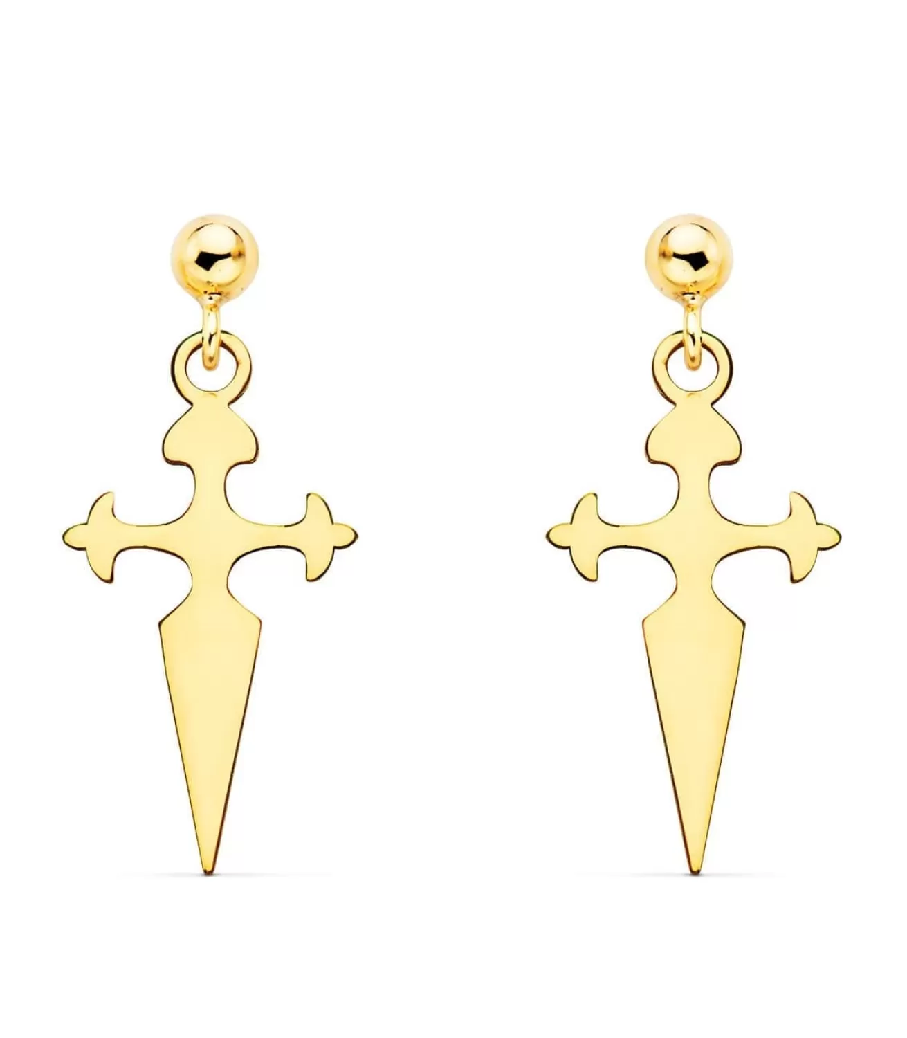 Pendientes Cruz Colgante Oro Amarillo 18K<Alda Joyeros New