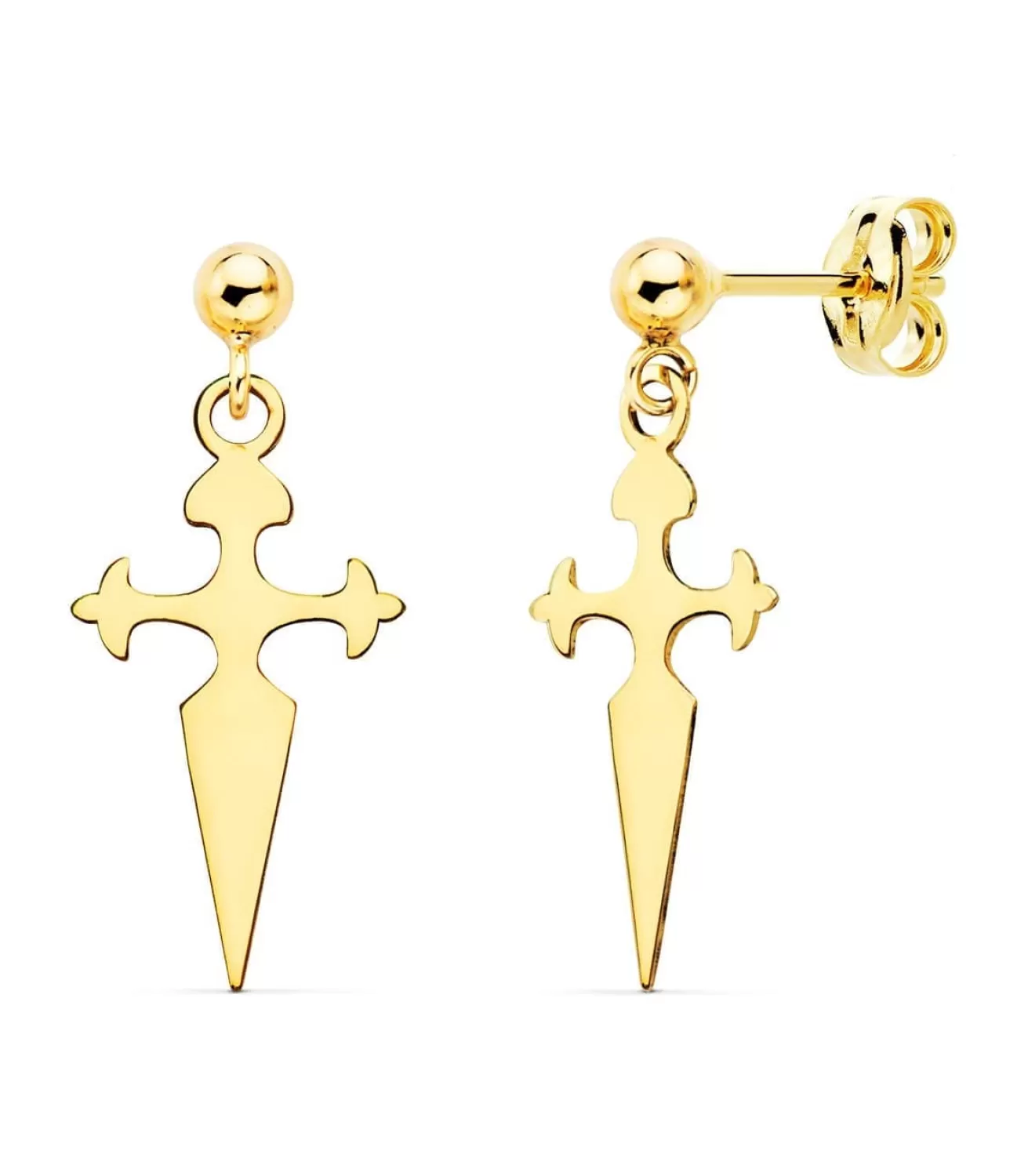 Pendientes Cruz Colgante Oro Amarillo 18K<Alda Joyeros New