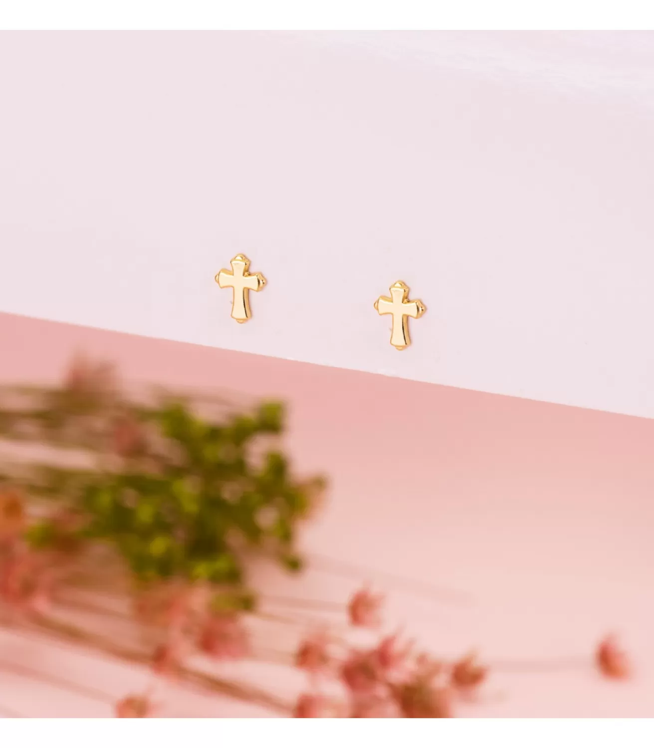 Pendientes Cruz Oro 18K 6Mm<Alda Joyeros Online