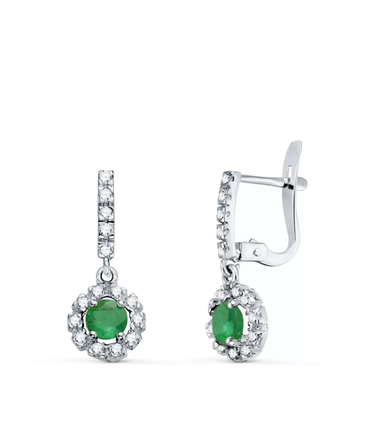 Pendientes Cuajo Esmeralda 0.56Q. Oro Blanco 18K<Alda Joyeros Fashion