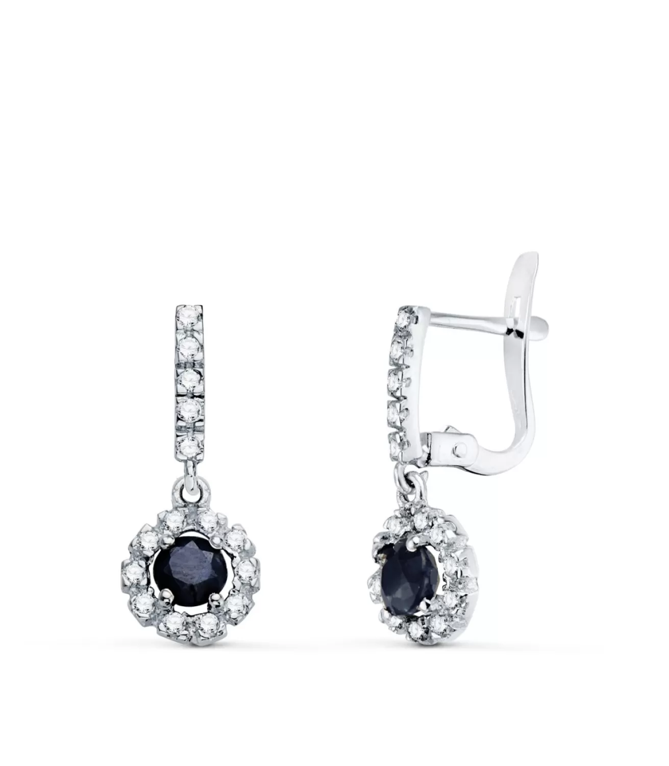 Pendientes Cuajo Zafiro 0.56Q. Oro Blanco 18K<Alda Joyeros Cheap