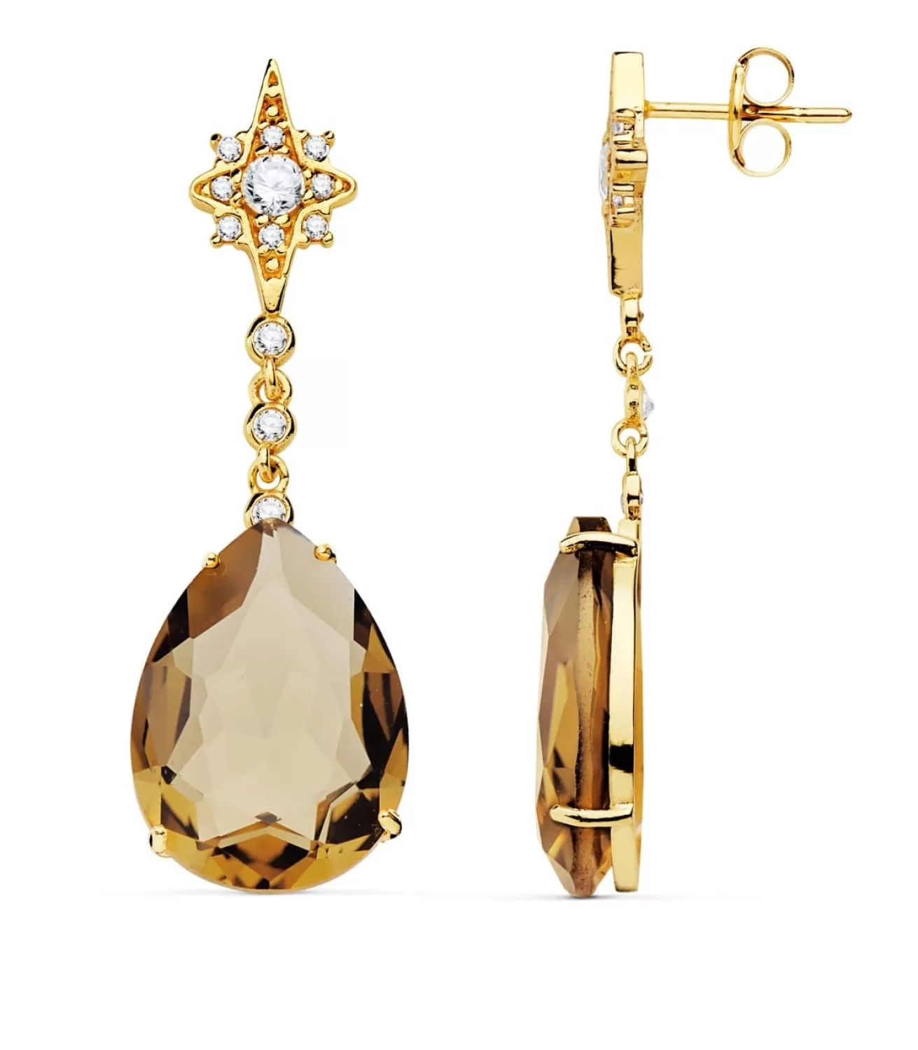 Pendientes Dakota Oro Amarillo 18K Piedra Fume<Alda Joyeros Best Sale