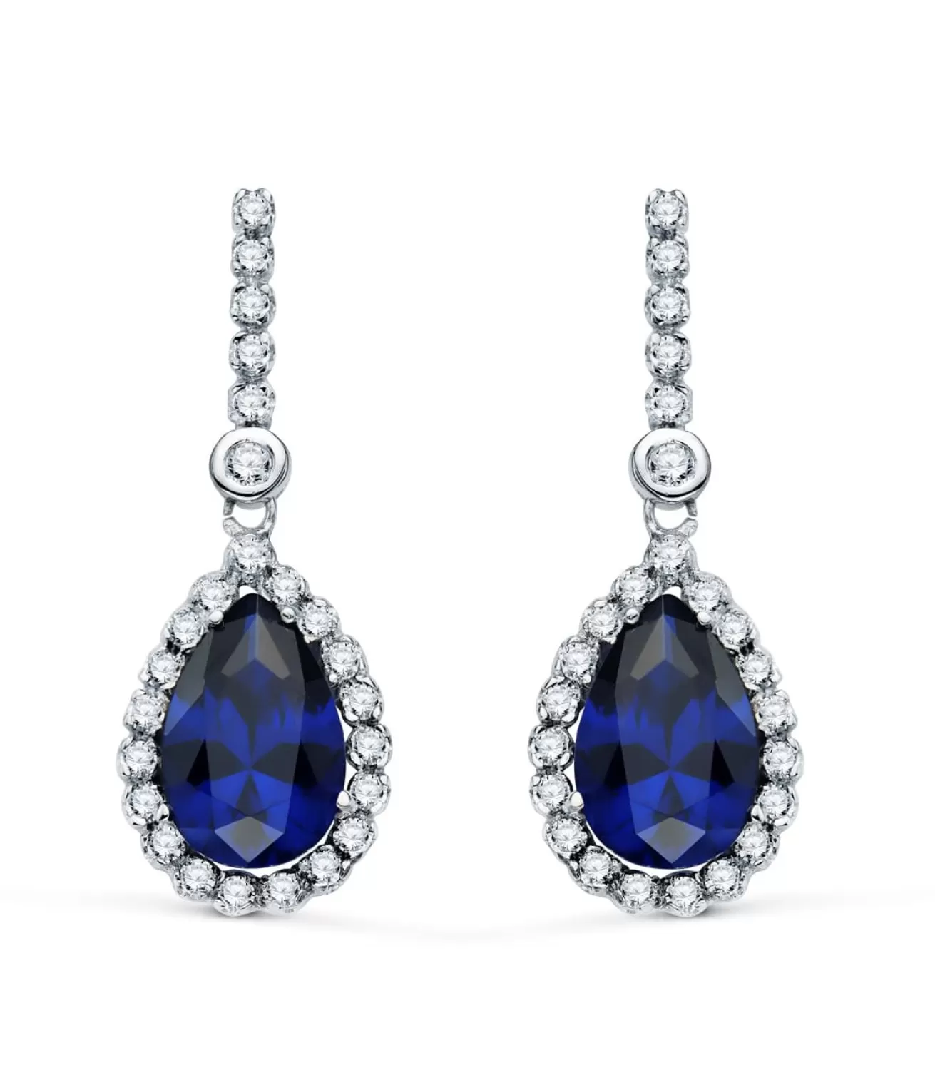 Pendientes Daphne Oro Blanco 18K Piedra Azul<Alda Joyeros Shop