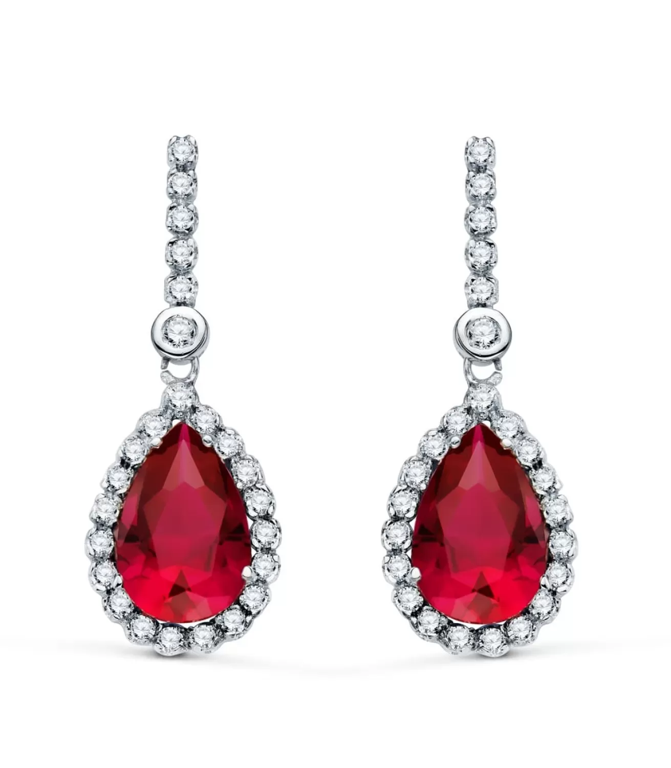 Pendientes Daphne Oro Blanco 18K Piedra Roja<Alda Joyeros Cheap