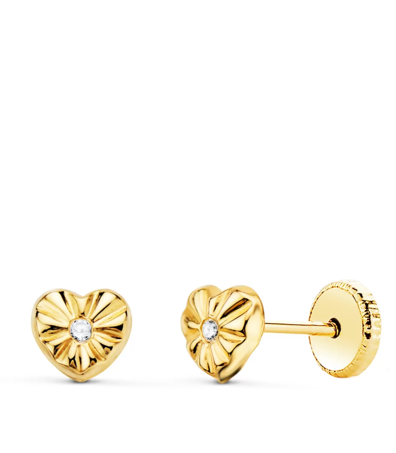 Pendientes De Niña Oro 18K Ondas Corazon 5.5Mm<Alda Joyeros Online