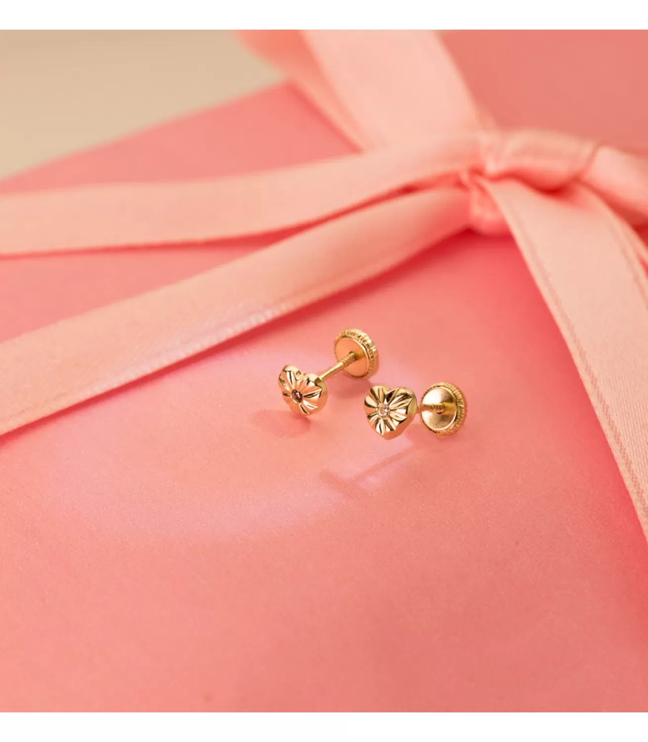 Pendientes De Niña Oro 18K Ondas Corazon 5.5Mm<Alda Joyeros Online