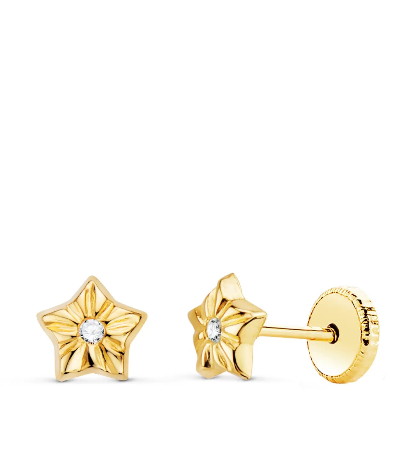Pendientes De Niña Oro 18K Ondas Estrella 5.5Mm<Alda Joyeros Online
