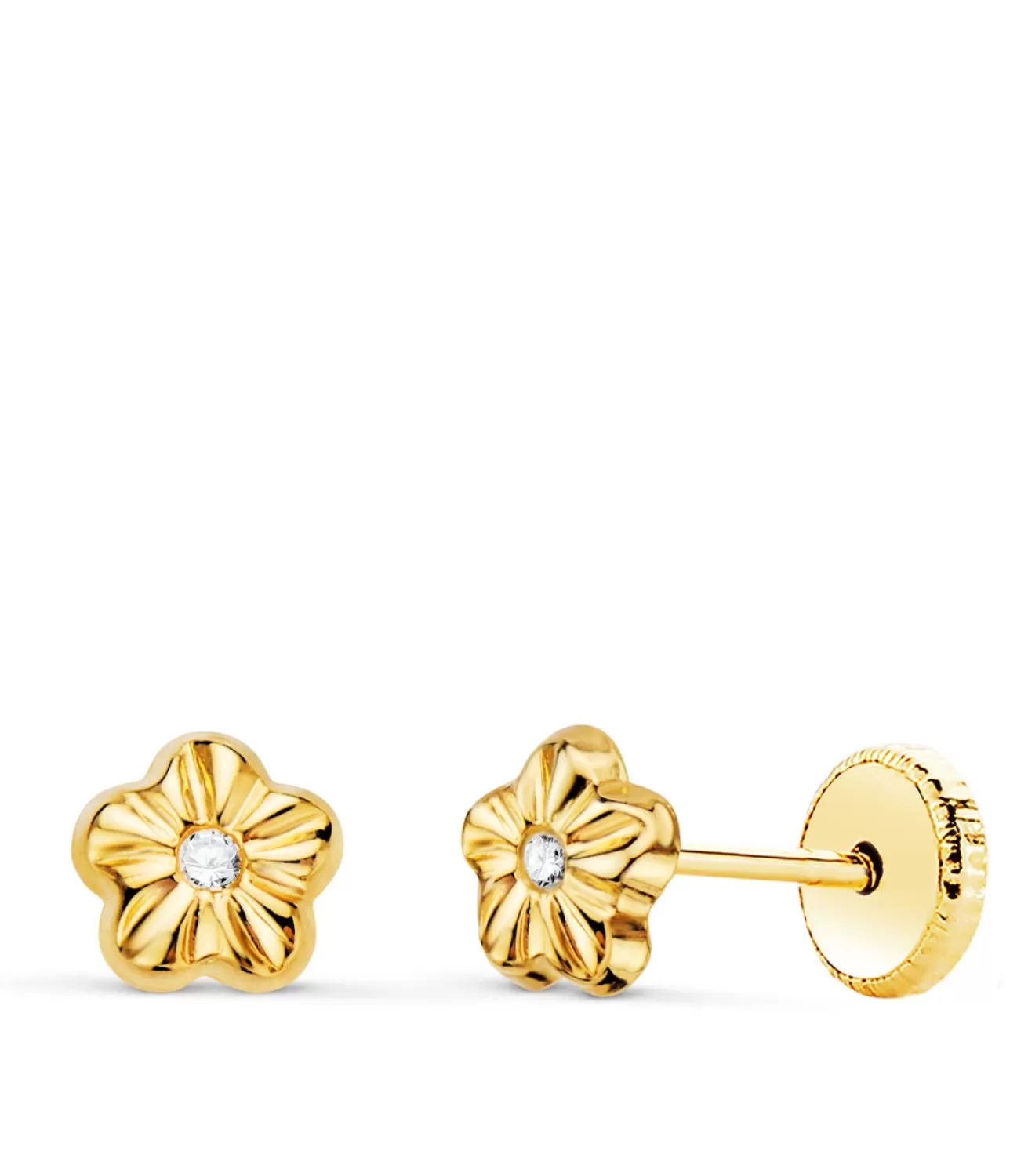 Pendientes De Niña Oro 18K Ondas Flor 5Mm<Alda Joyeros Online
