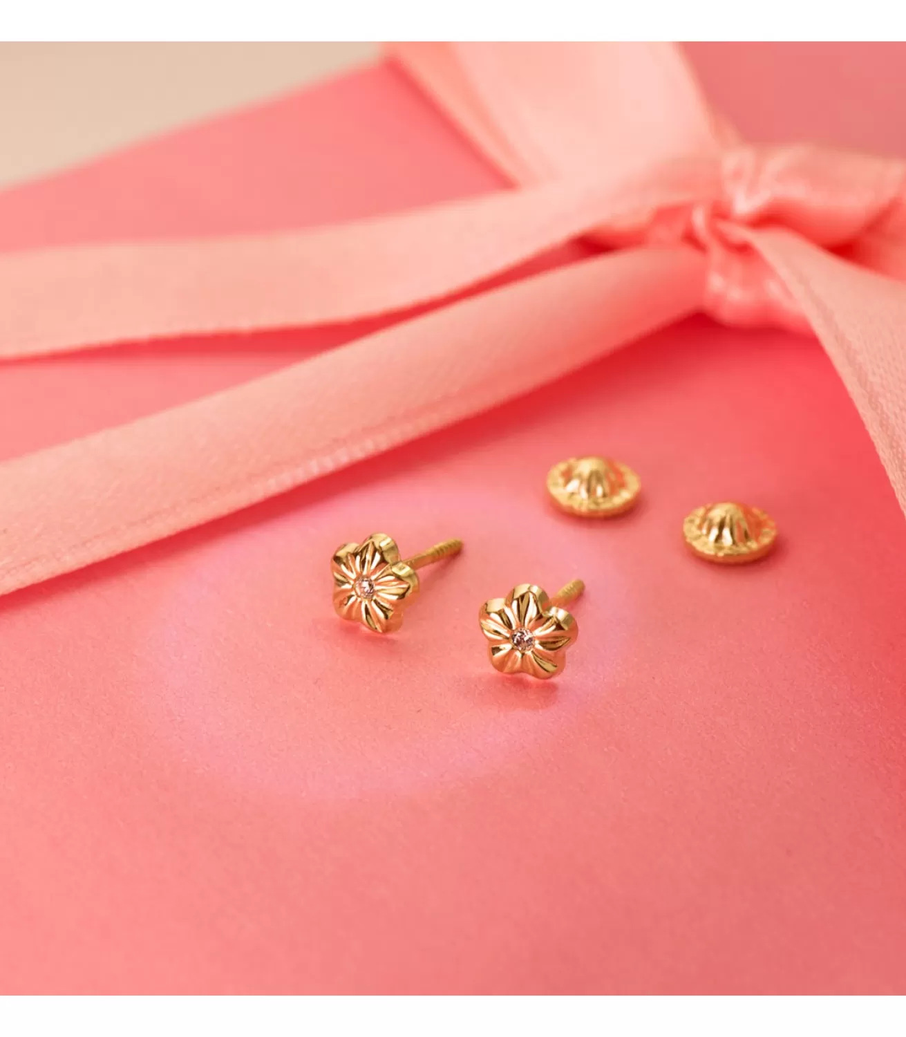 Pendientes De Niña Oro 18K Ondas Flor 5Mm<Alda Joyeros Online