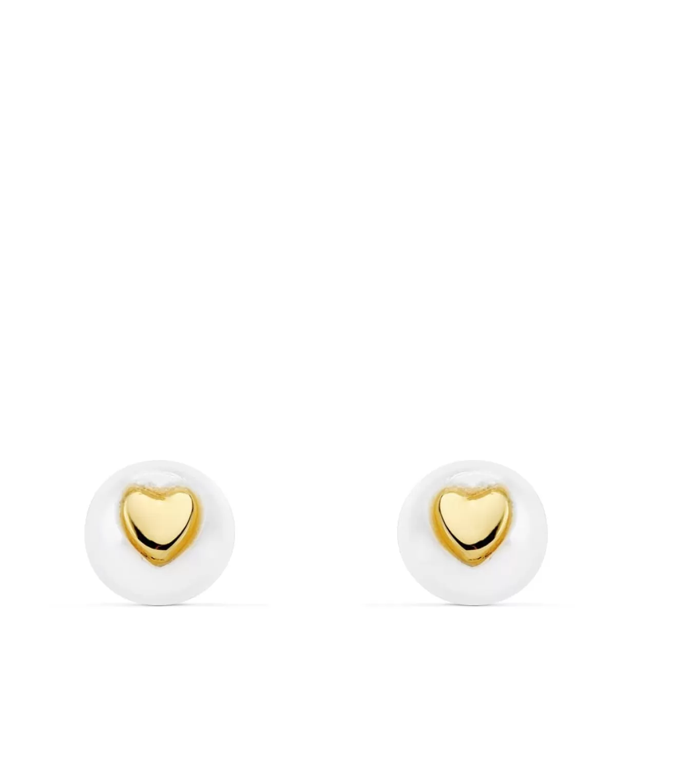 Pendientes De Niña Oro 18K Pearl & Heart 5Mm<Alda Joyeros Shop