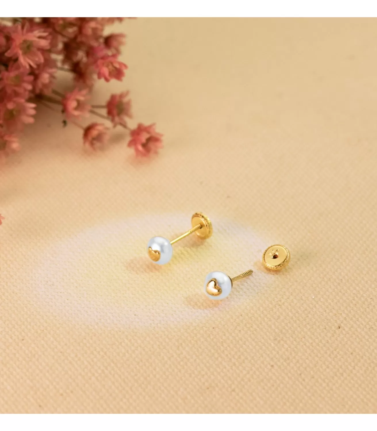 Pendientes De Niña Oro 18K Pearl & Heart 5Mm<Alda Joyeros Shop