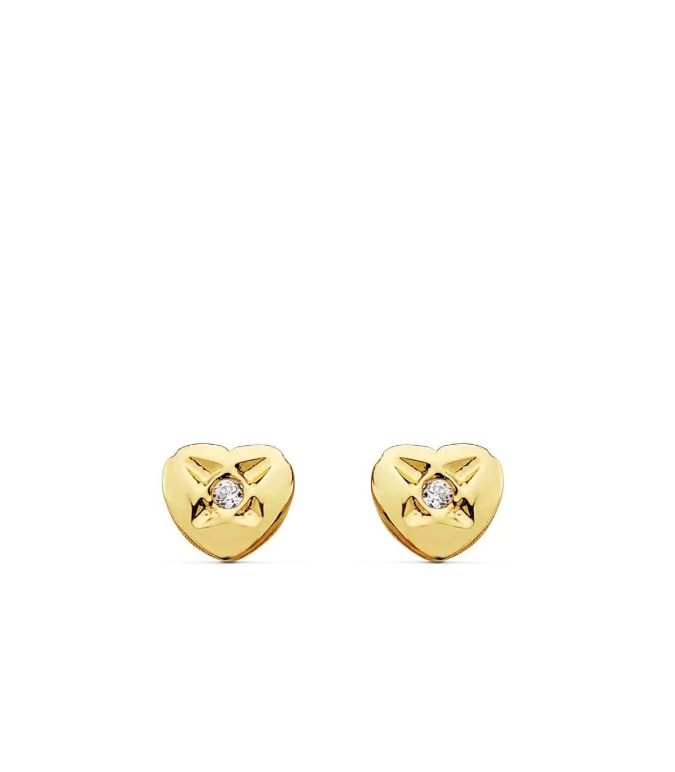 Pendientes De Niña Oro Amarillo 18K Lupe Corazon 5Mm<Alda Joyeros New