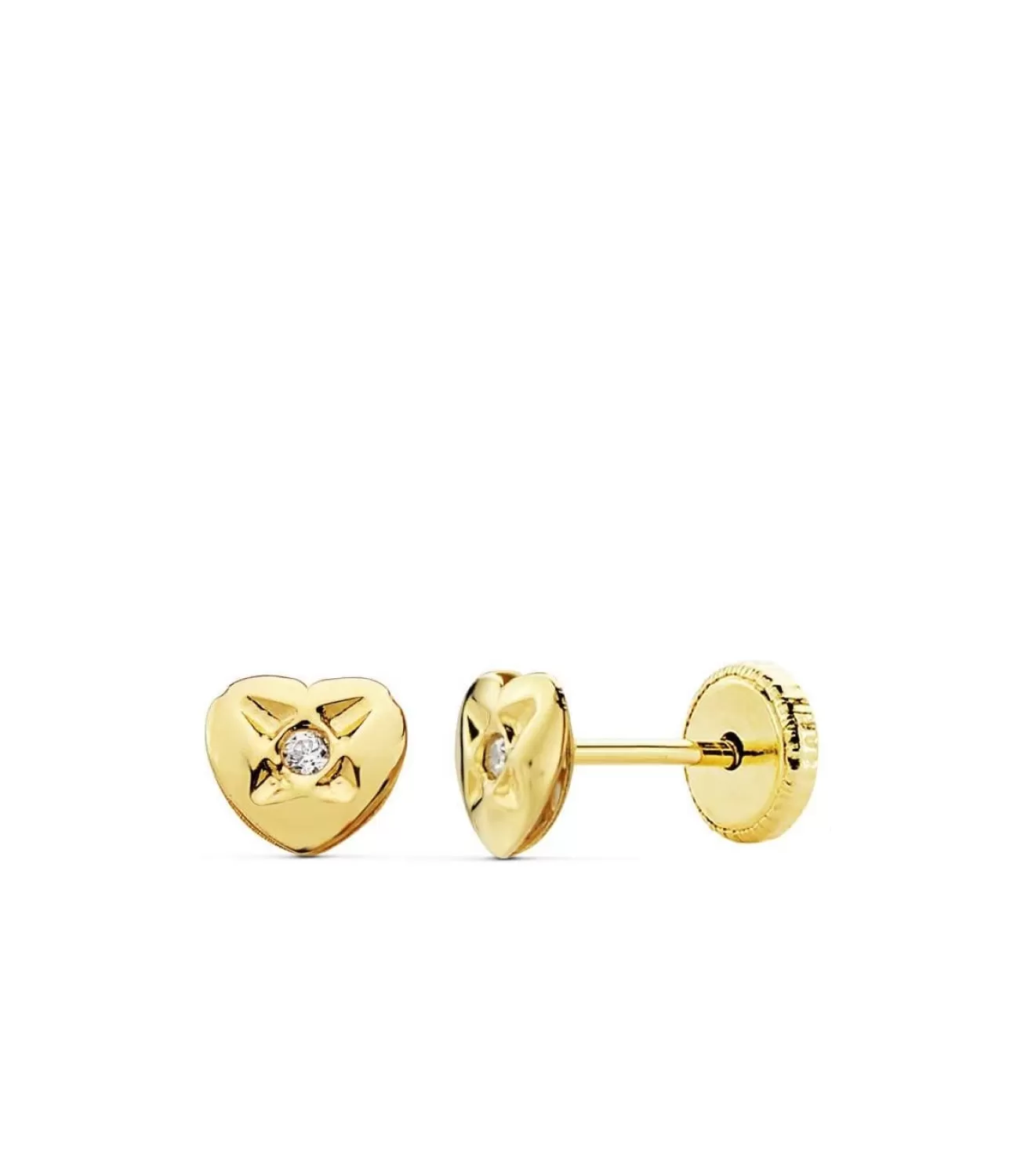 Pendientes De Niña Oro Amarillo 18K Lupe Corazon 5Mm<Alda Joyeros New