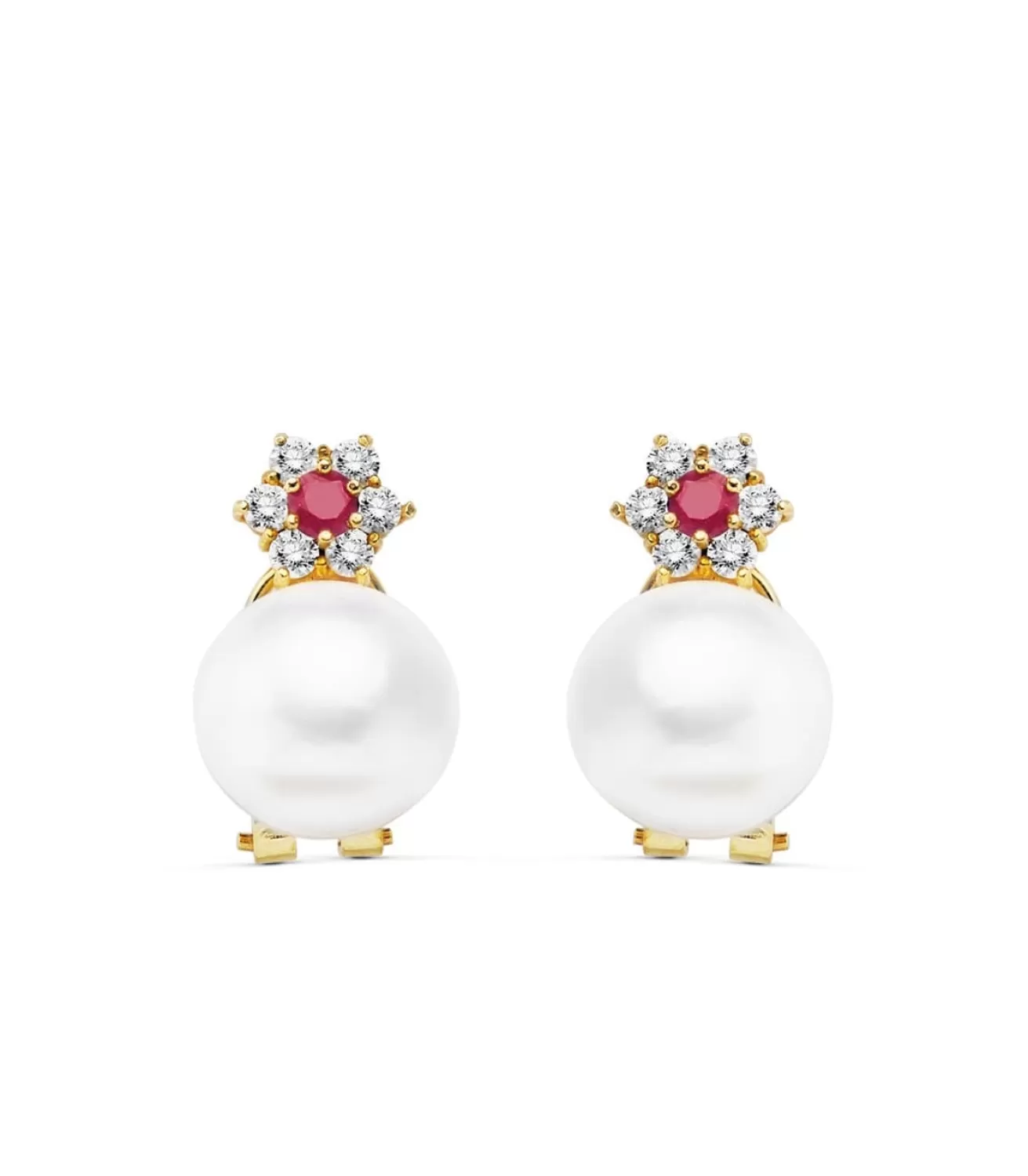 Pendientes De Novia Duquesa De Vendome Oro 18K Rubi Y Perla Japonesa<Alda Joyeros Online