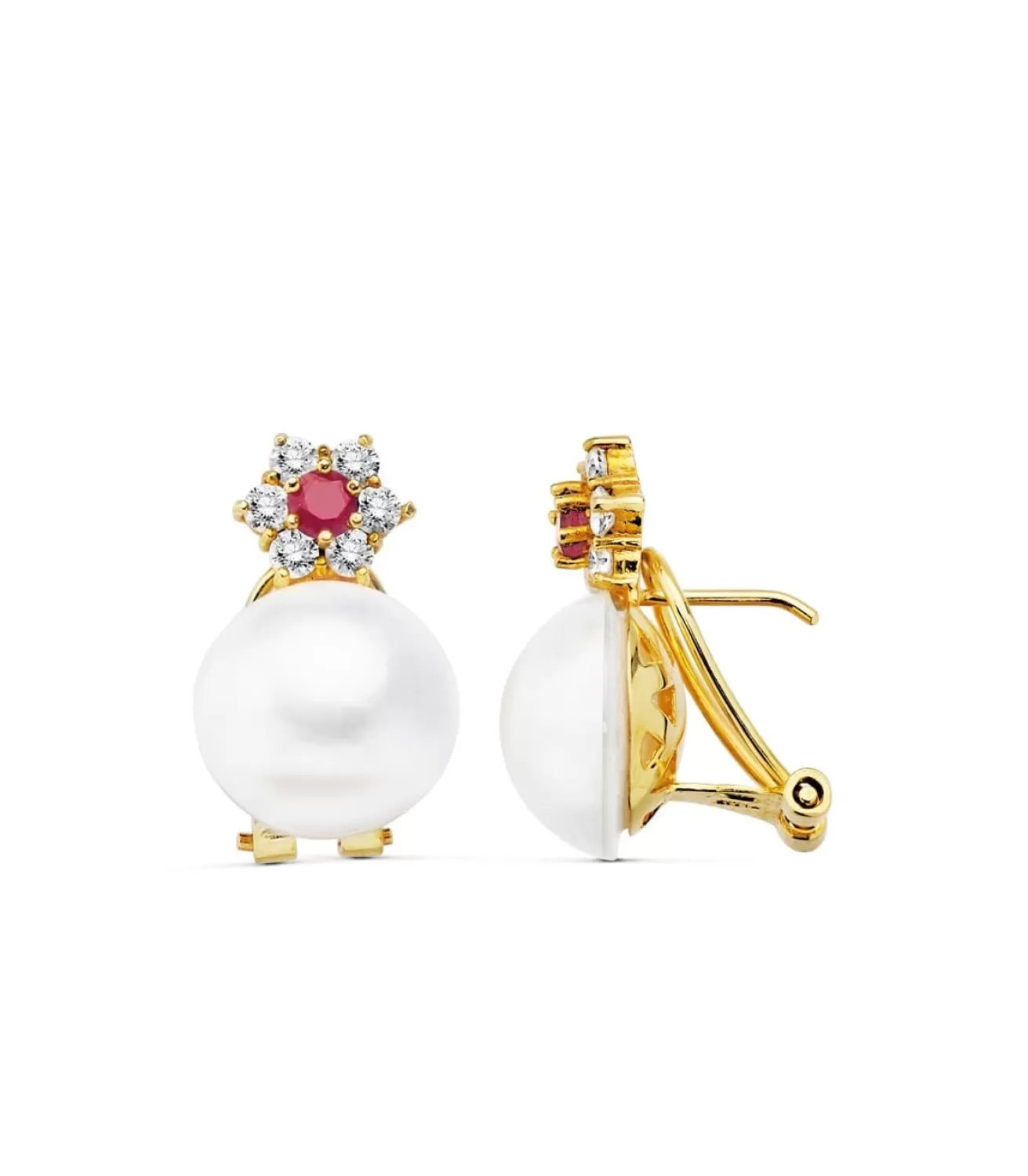 Pendientes De Novia Duquesa De Vendome Oro 18K Rubi Y Perla Japonesa<Alda Joyeros Online