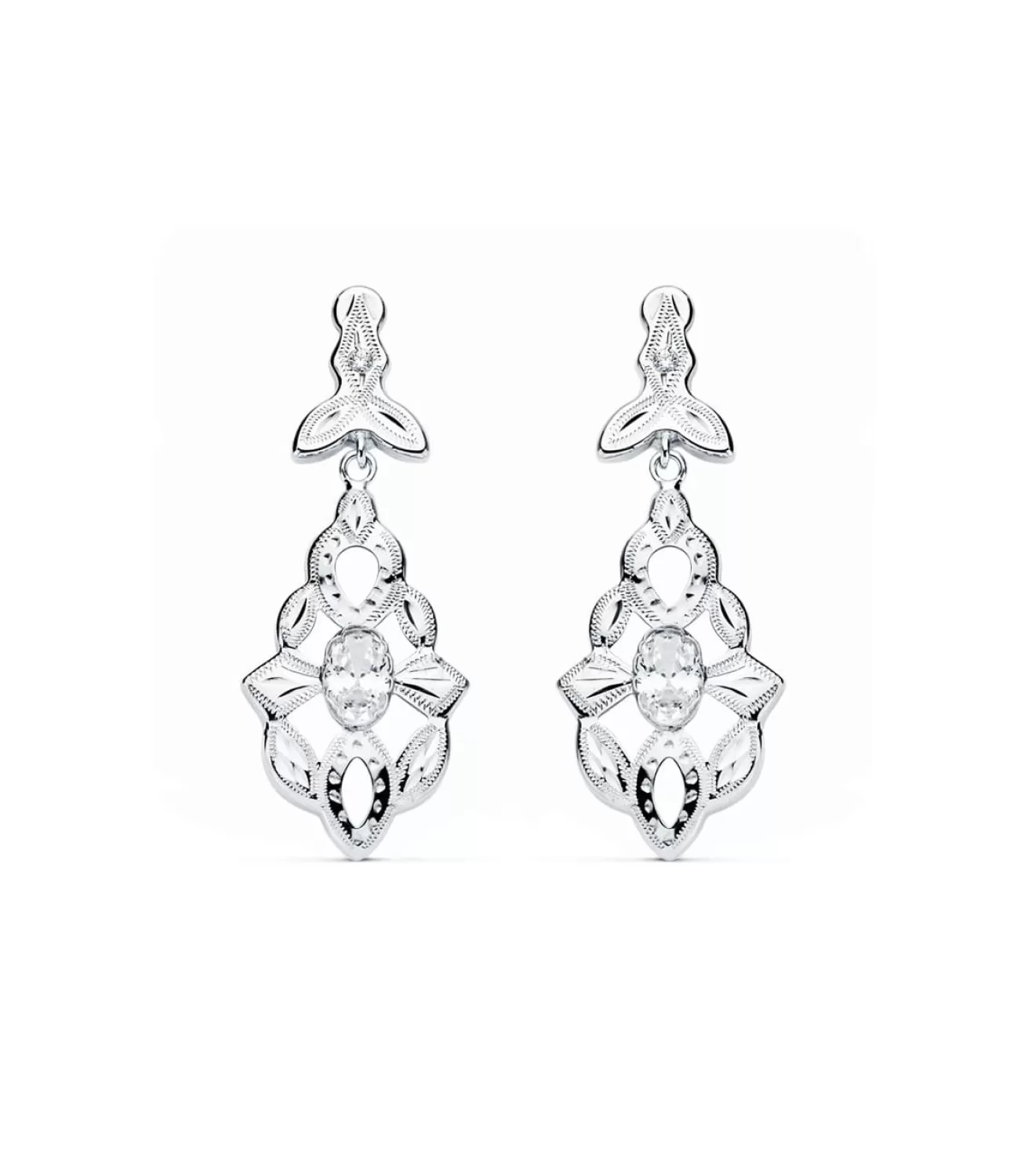 Pendientes De Novia Jazmine Oro Blanco 18K Lapidados<Alda Joyeros Flash Sale