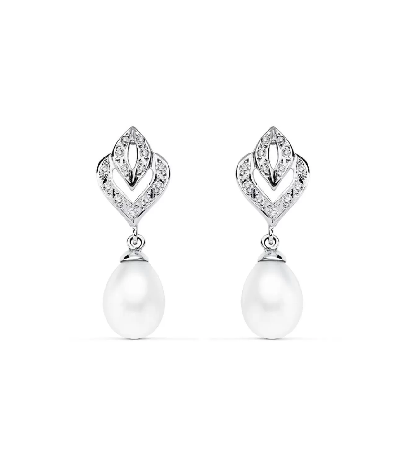 Pendientes De Novia Maria Antonieta Oro Blanco 9K Perla<Alda Joyeros Flash Sale